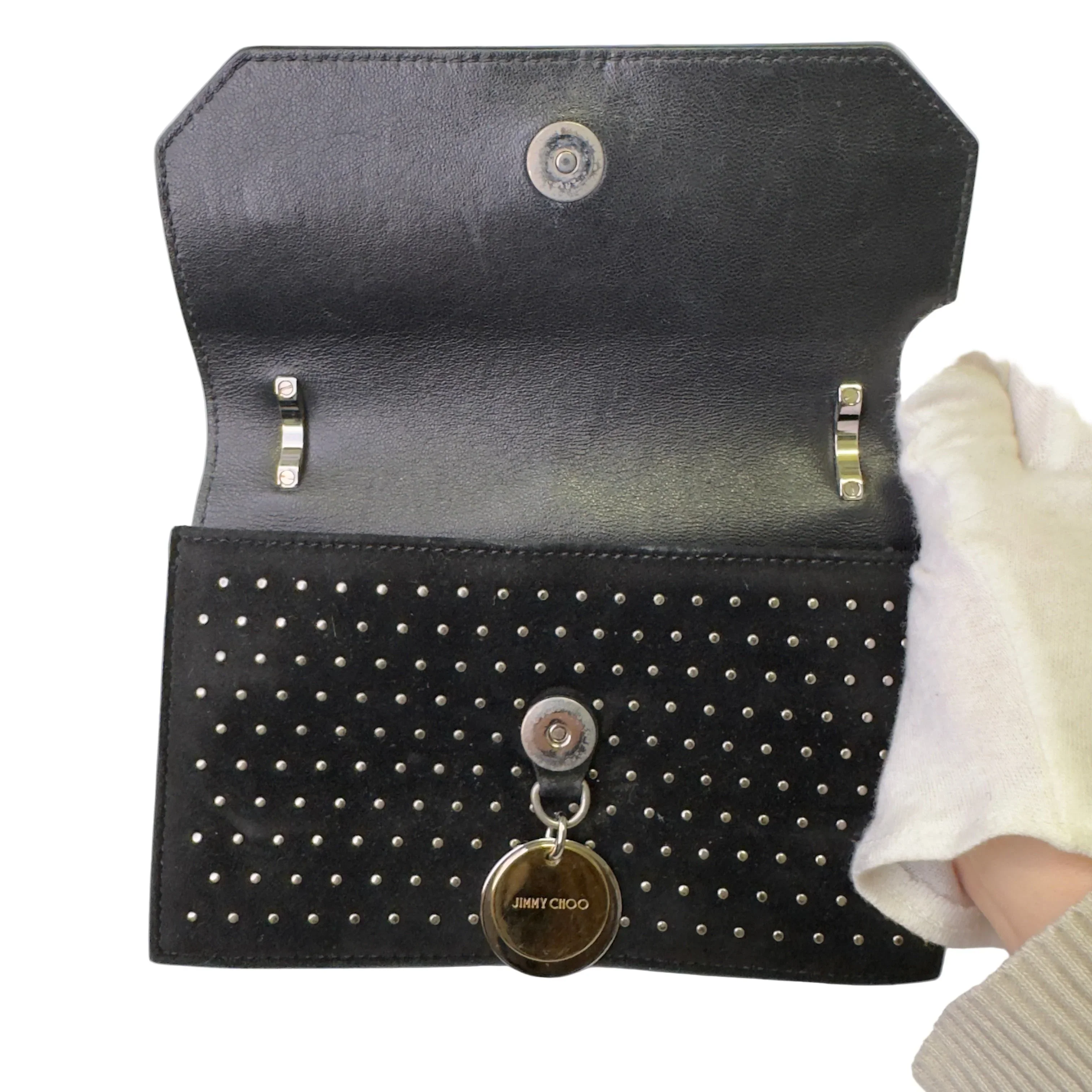 Jimmy Choo Studded Crossbody Bag Black - Image 4