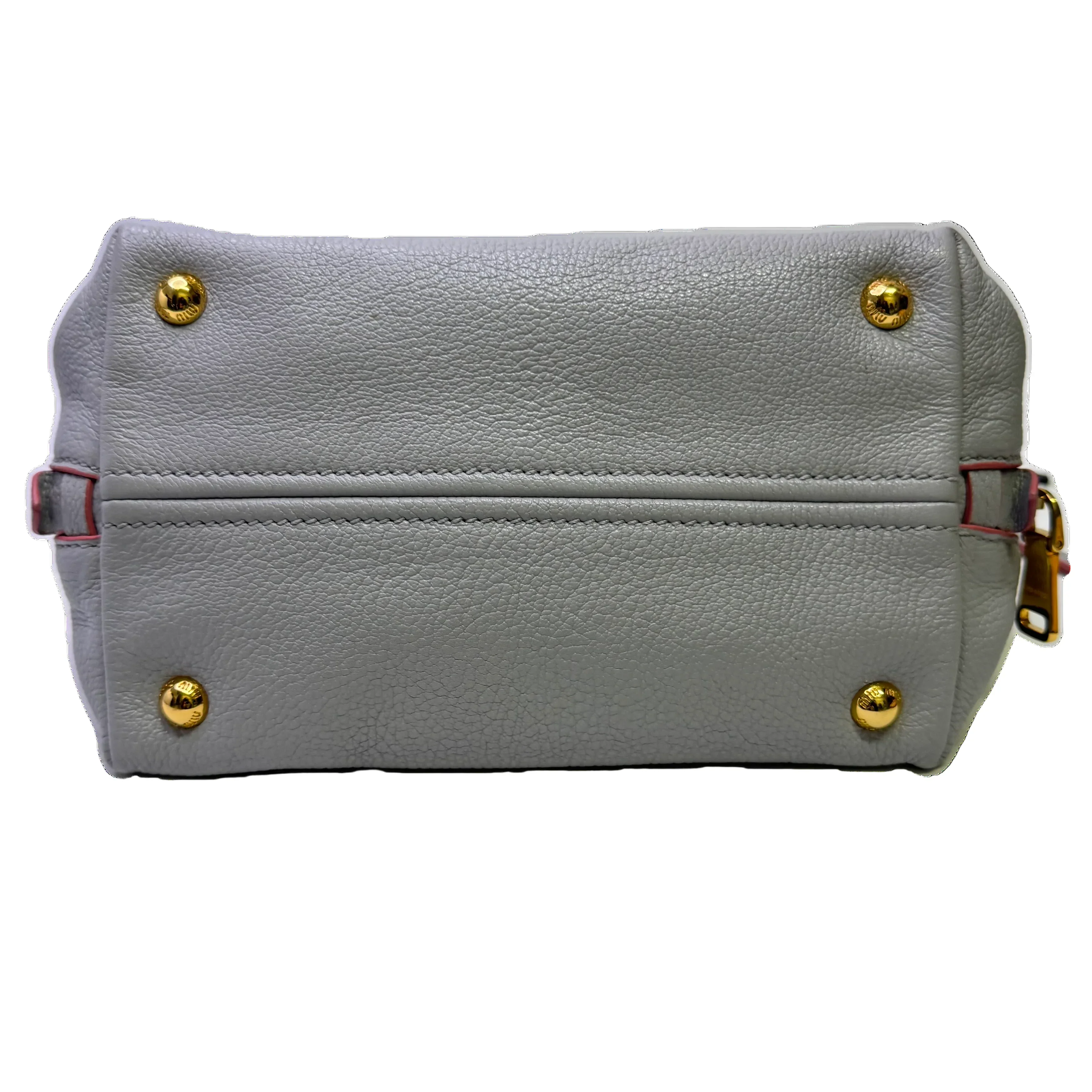 Miu Miu Madras 2way Shoulder Handbag Leather Blue - Image 5