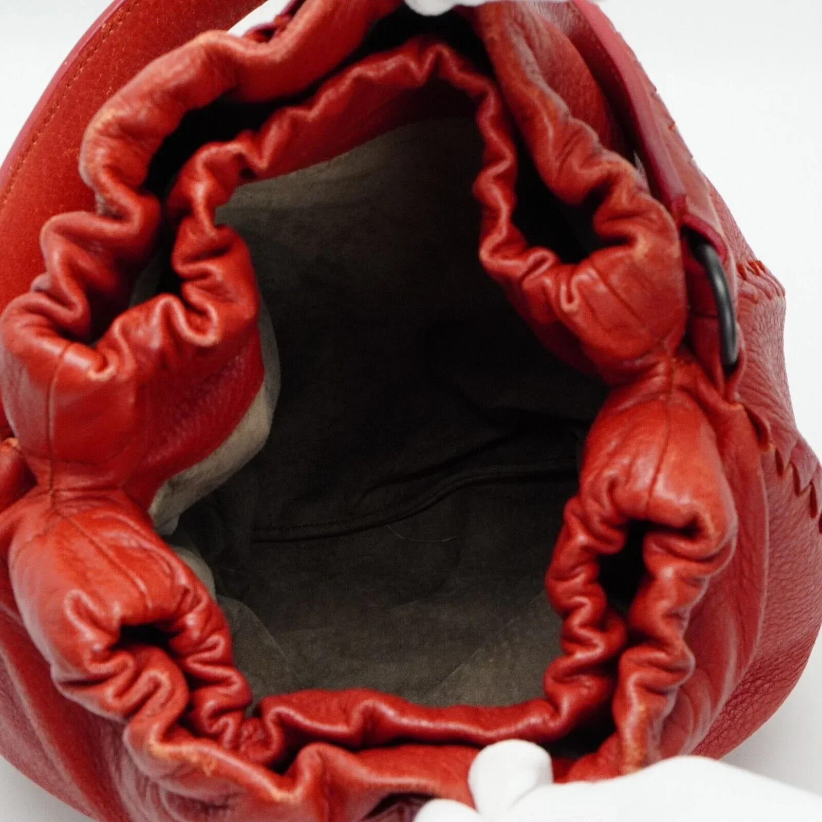 Bottega Veneta Double Drawstring Handbag Red - Image 11