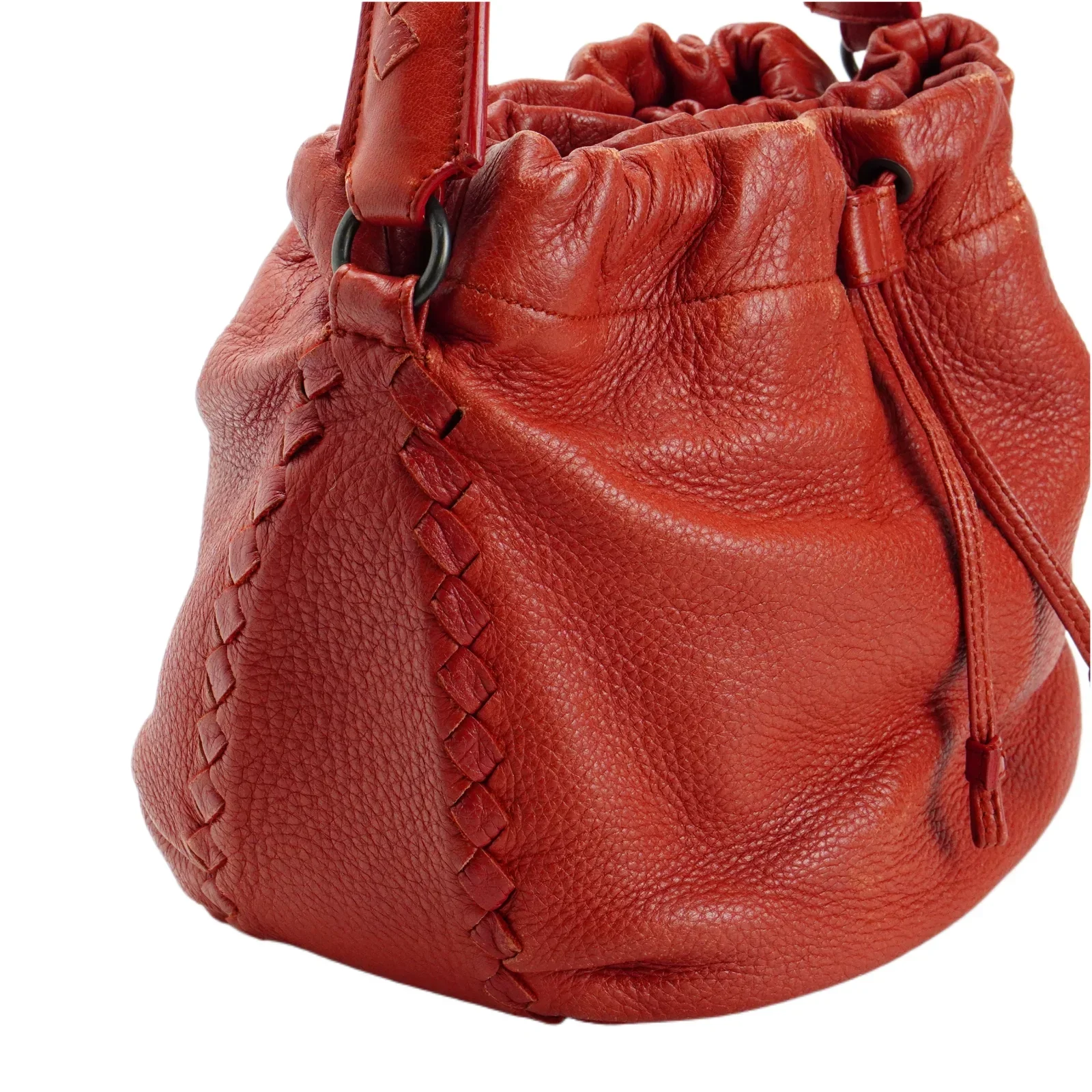 Bottega Veneta Double Drawstring Handbag Red - Image 4