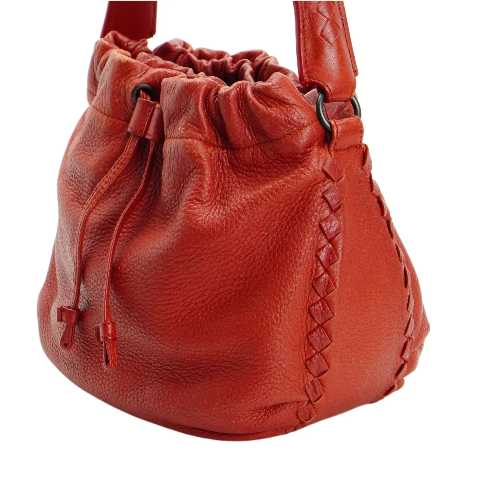 Bottega Veneta Double Drawstring Handbag Red - Image 5
