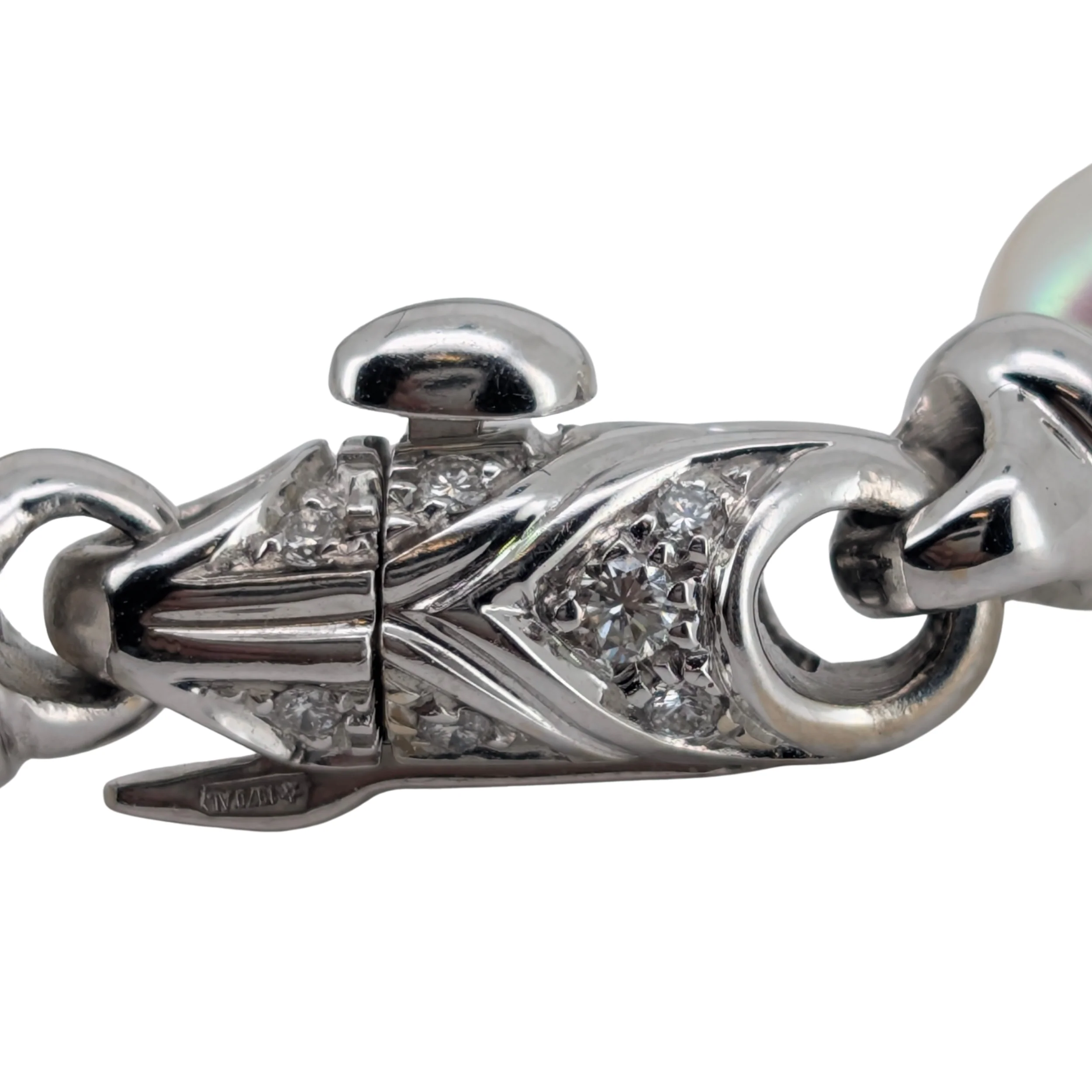 Bvlgari Passo Doppio Pearl & Diamond Link Bracelet in 18K White Gold - Image 12