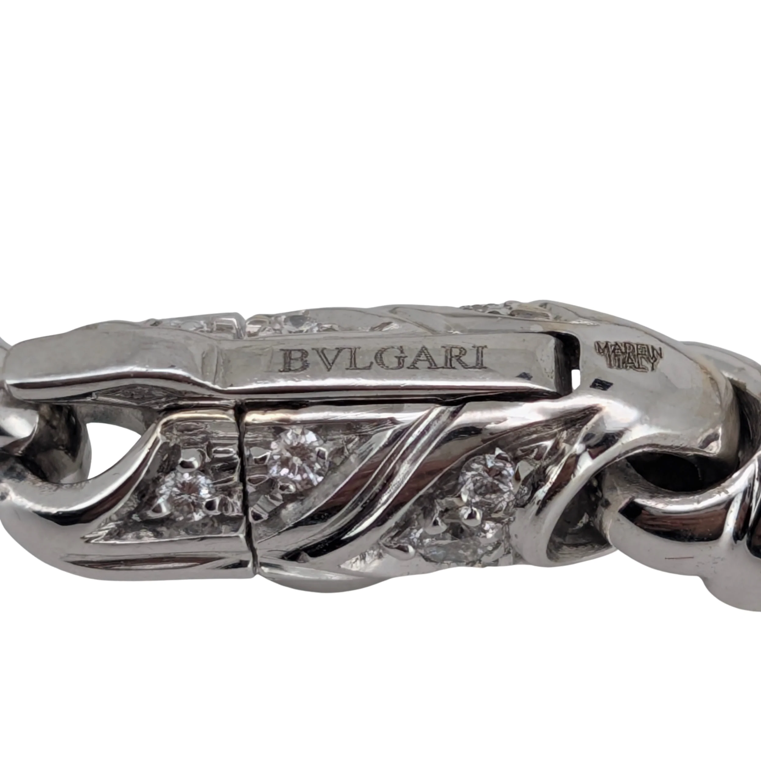 Bvlgari Passo Doppio Pearl & Diamond Link Bracelet in 18K White Gold - Image 3