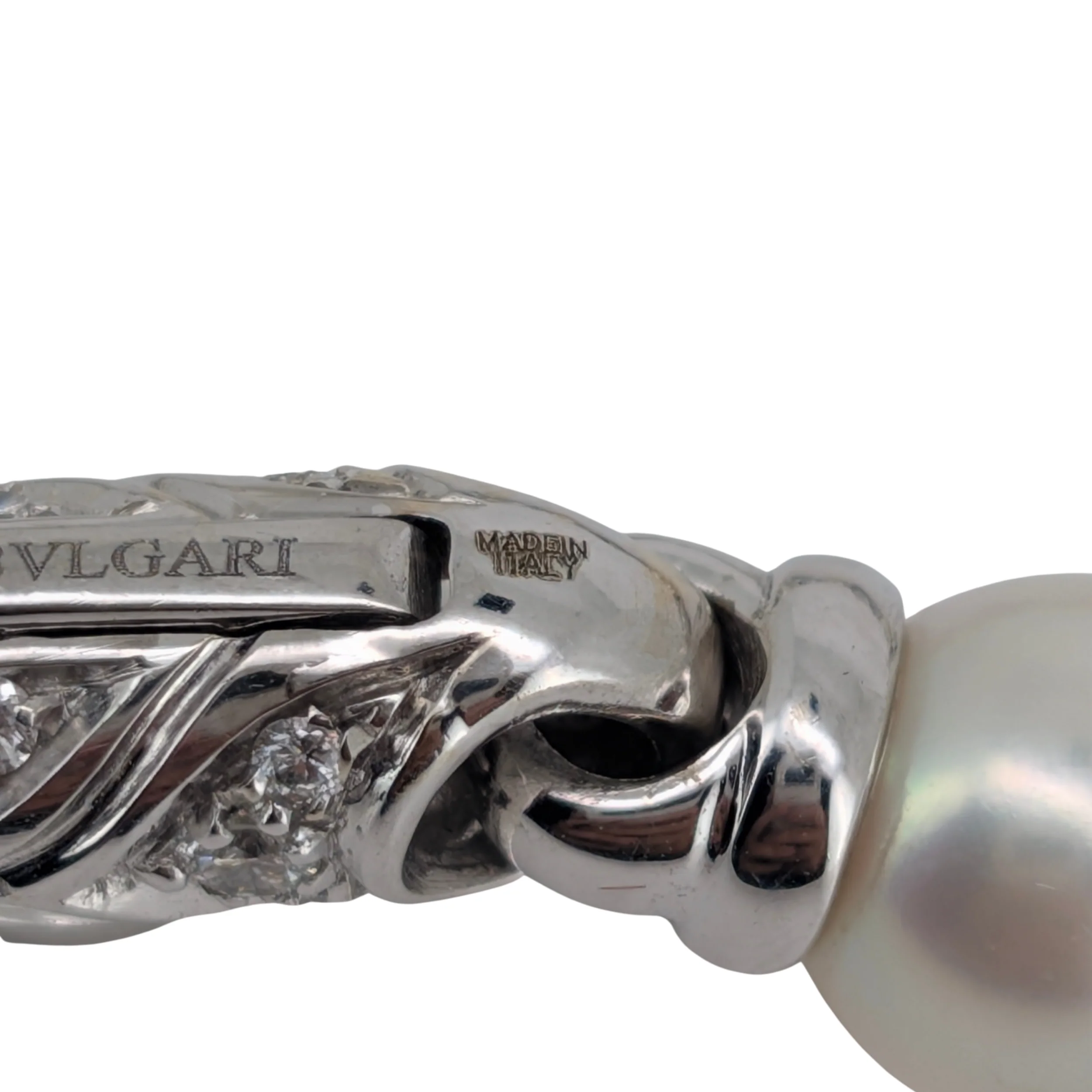 Bvlgari Passo Doppio Pearl & Diamond Link Bracelet in 18K White Gold - Image 4