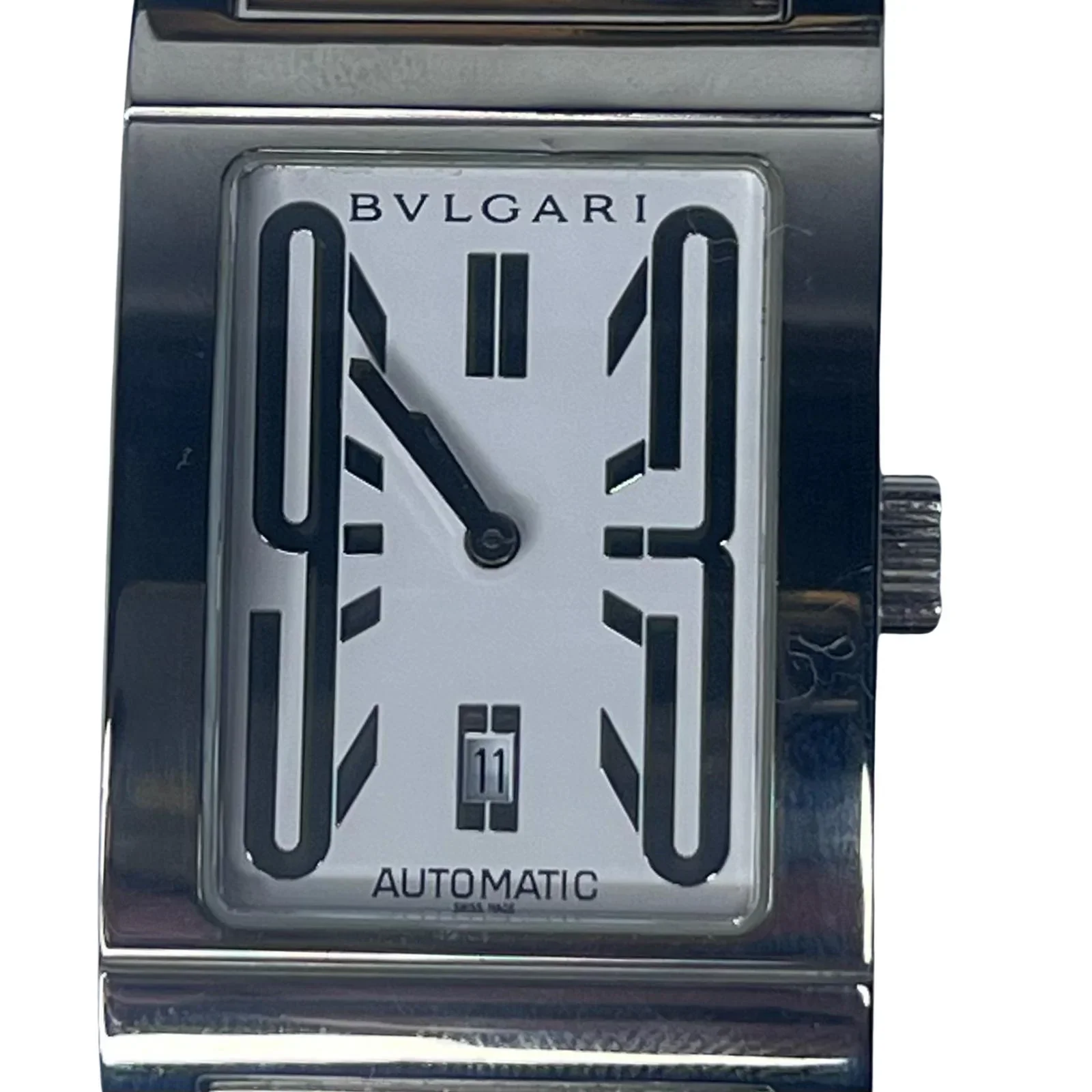 BVLGARI Rettangolo RT45S Automatic Watch Mens– 45mm – White Dial –Stainless Steel - Image 3