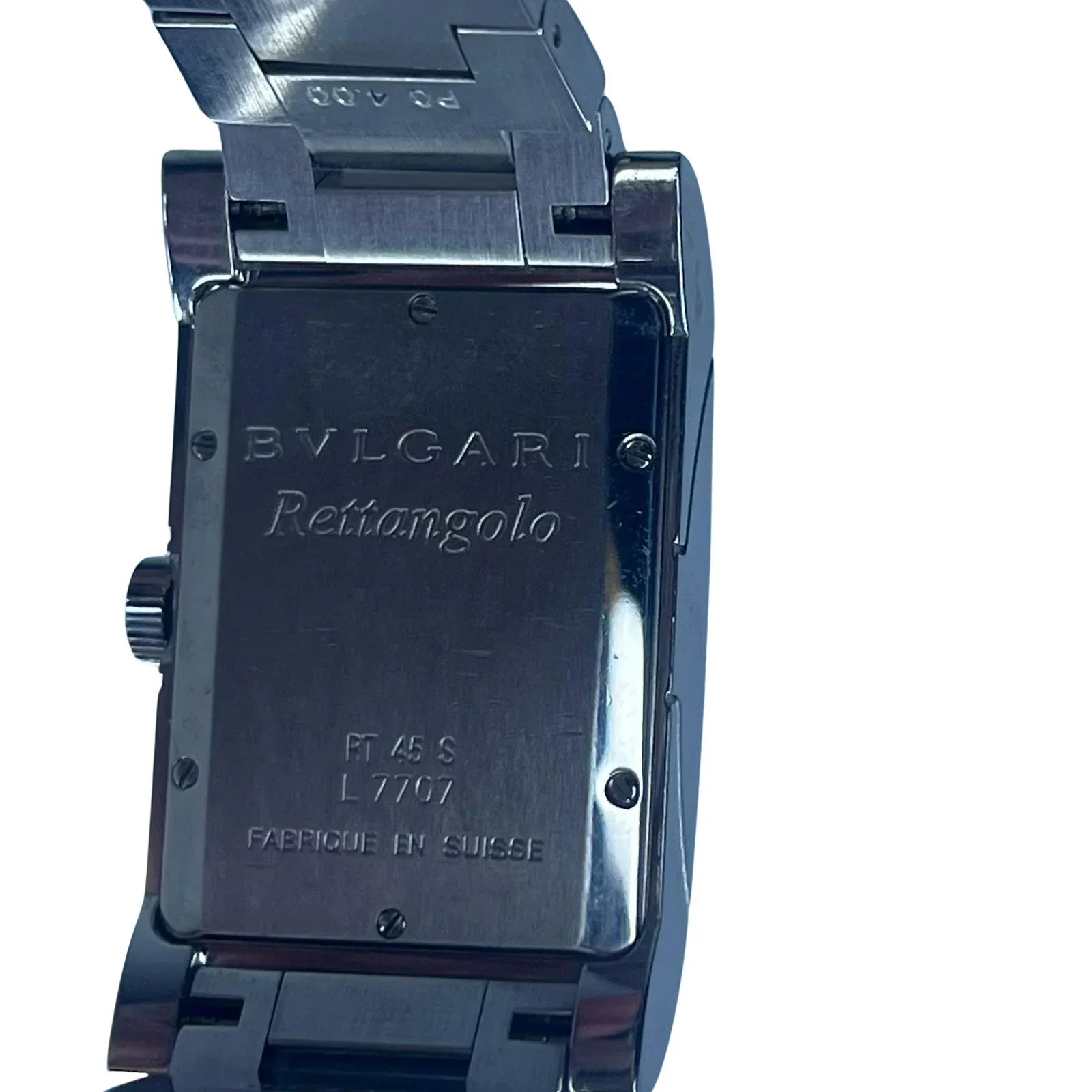 BVLGARI Rettangolo RT45S Automatic Watch Mens– 45mm – White Dial –Stainless Steel - Image 4