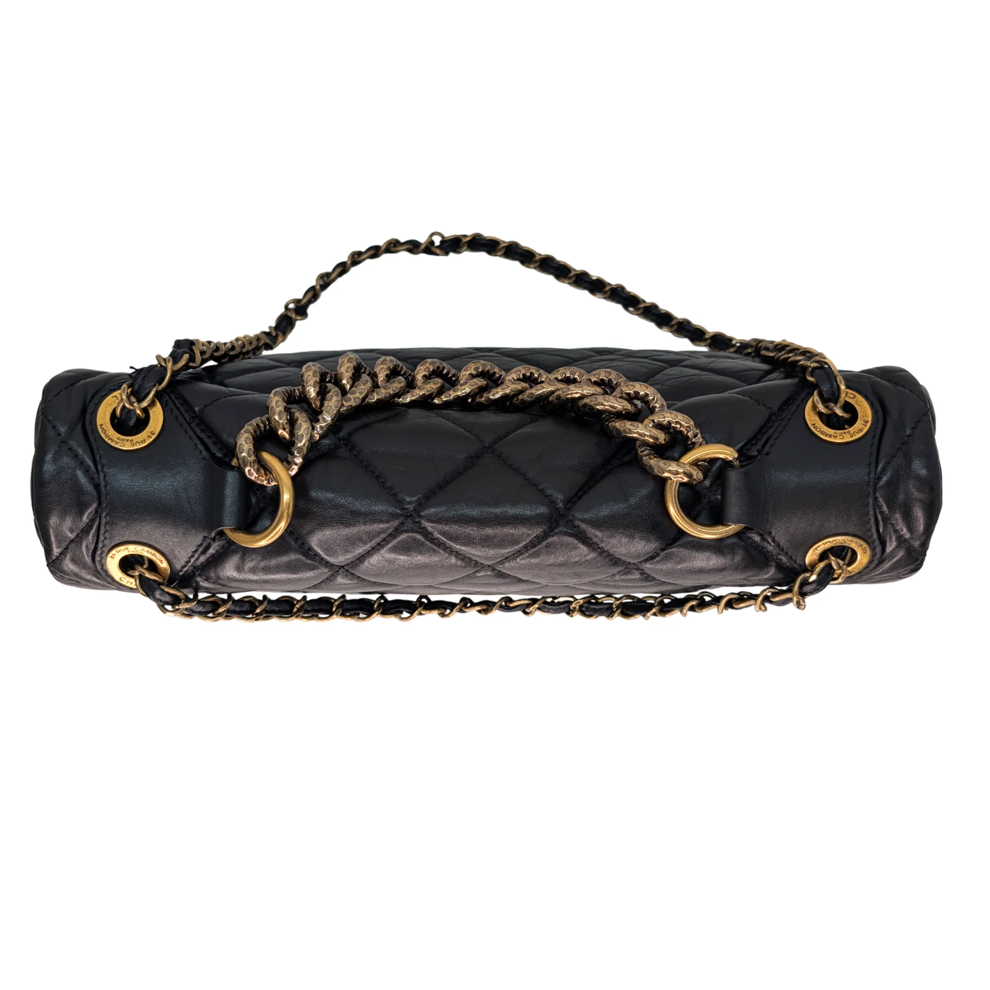 Chanel Pondicherry Flap Medium Handbag Leather Black - Image 6