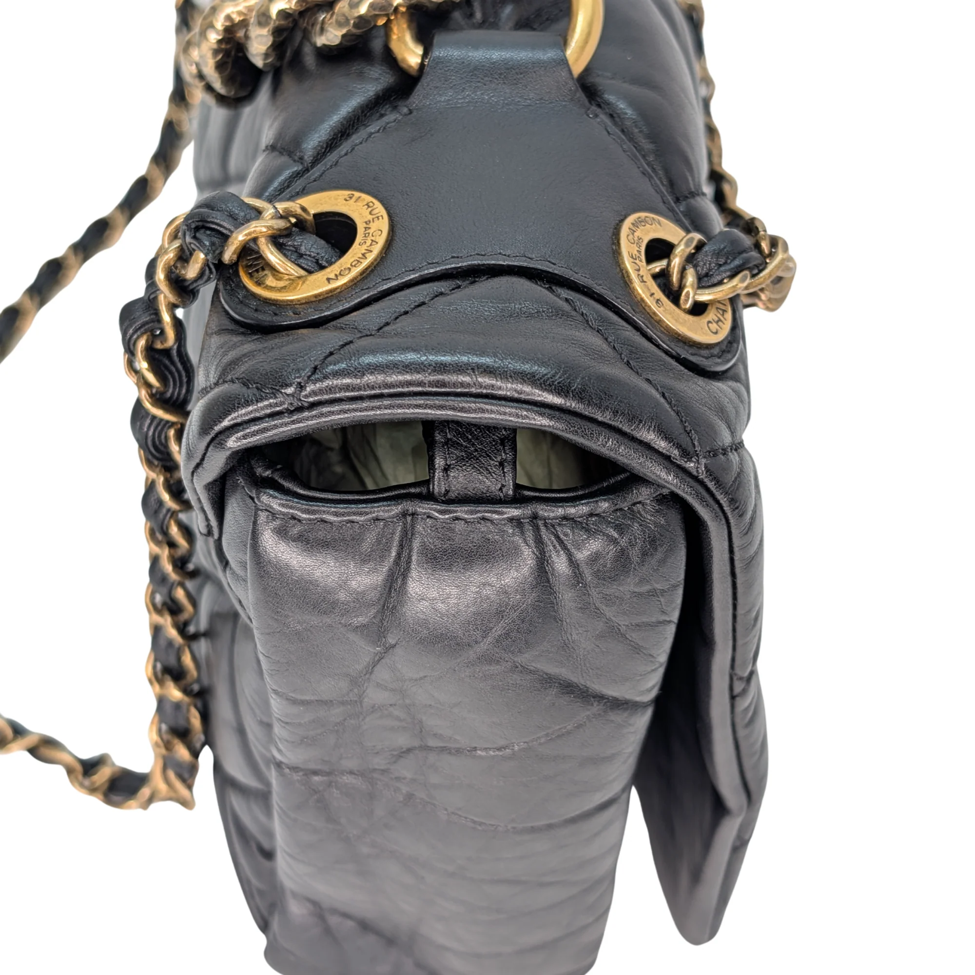 Chanel Pondicherry Flap Medium Handbag Leather Black - Image 7