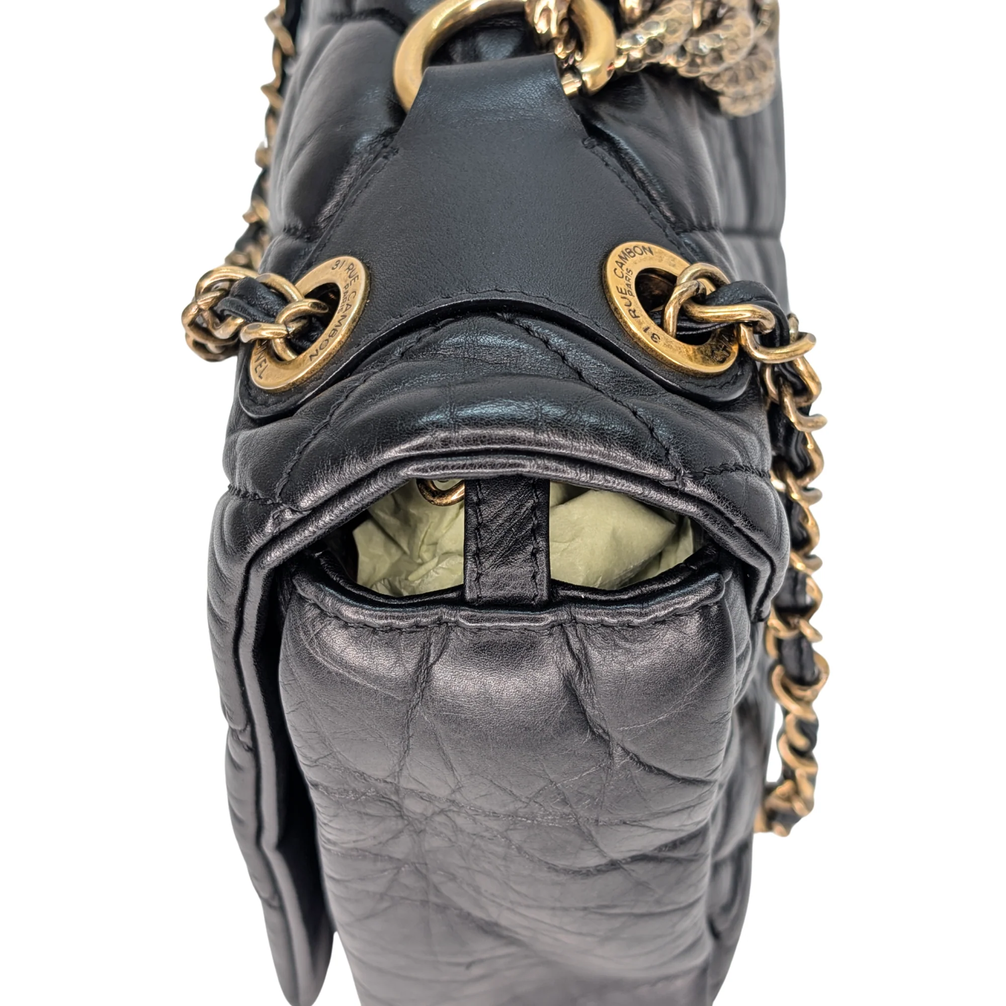 Chanel Pondicherry Flap Medium Handbag Leather Black - Image 8