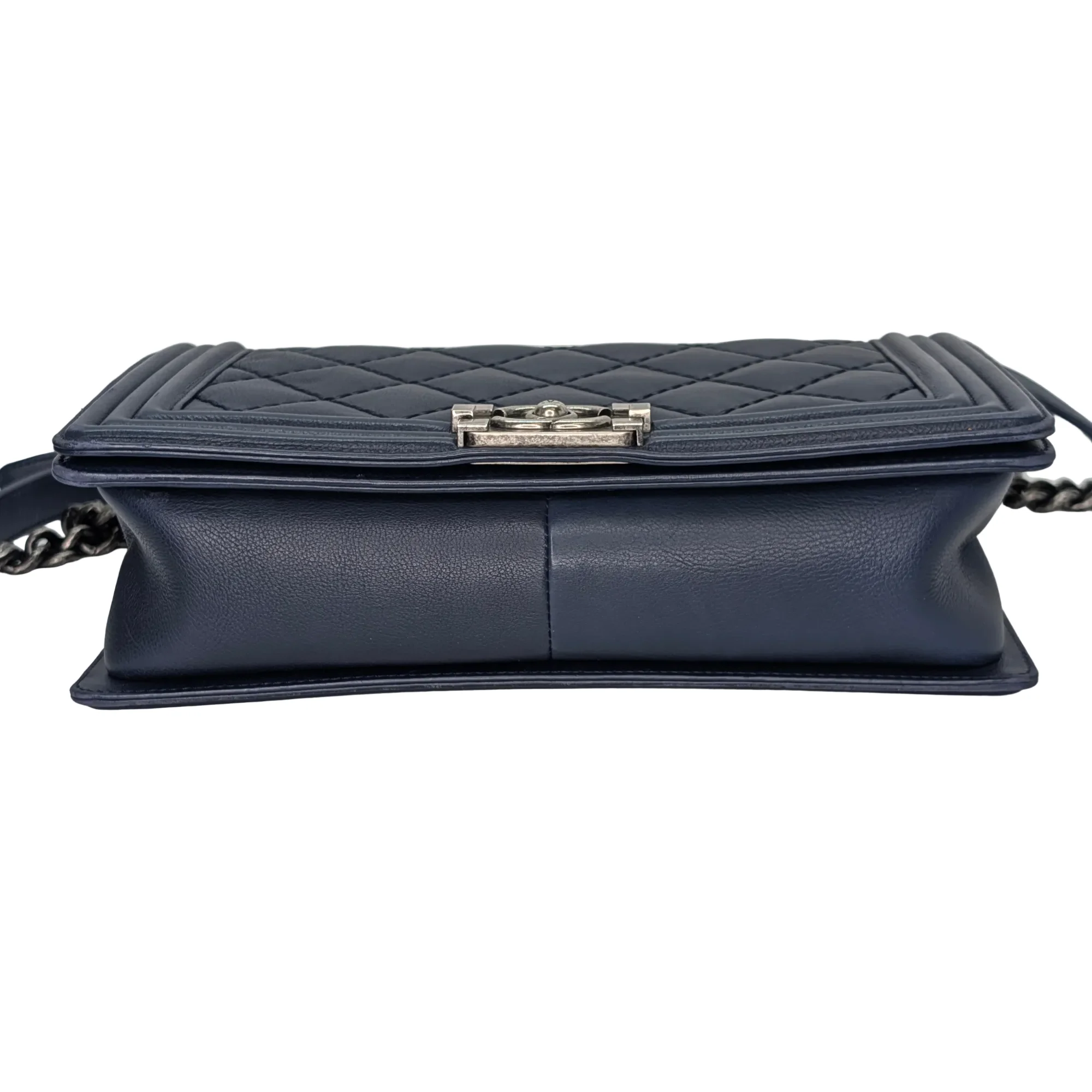 Chanel Flap Boy Shoulder Bag Medium Navy Blue - Image 13