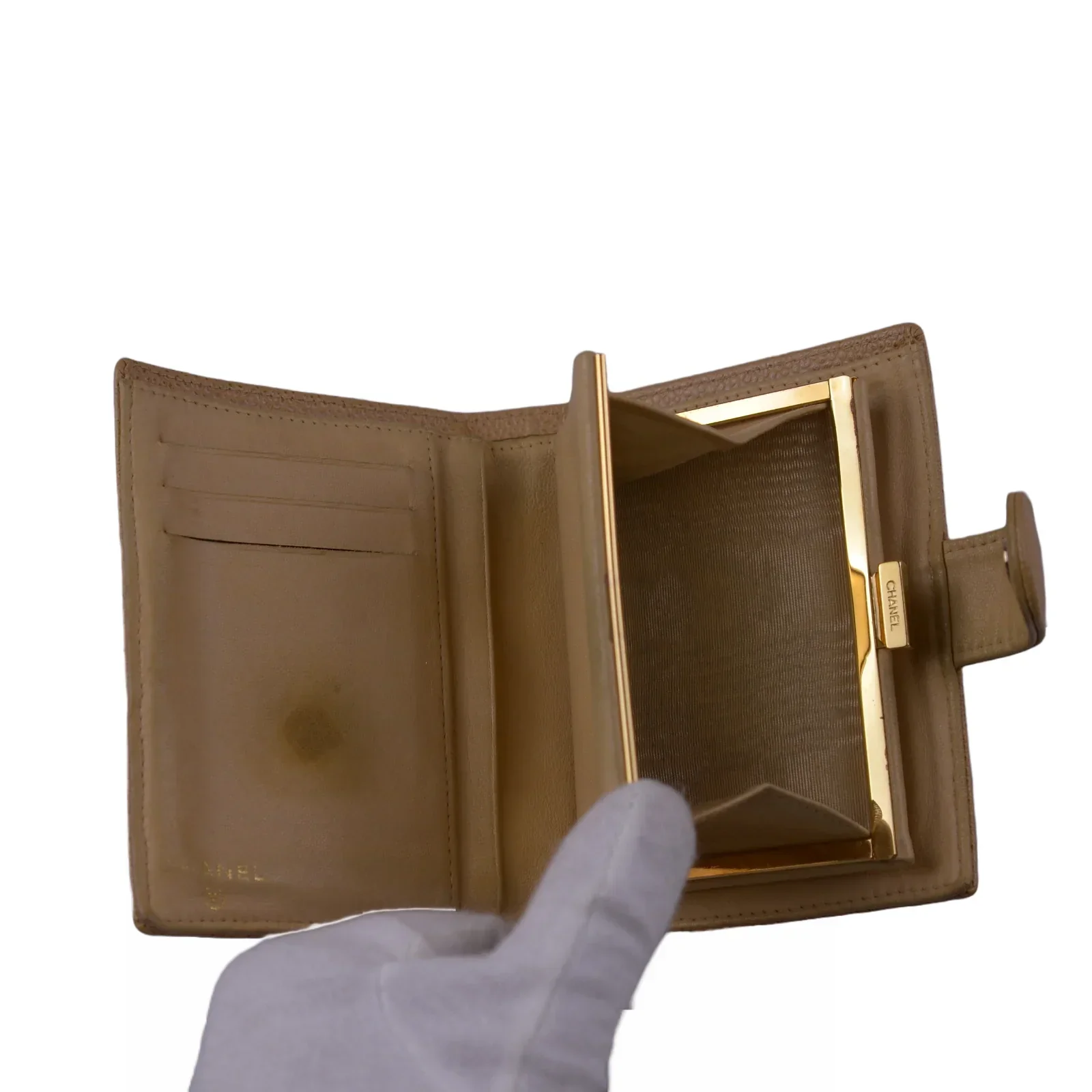 Chanel Caviar CC Timeless Bifold Wallet Beige - Image 6