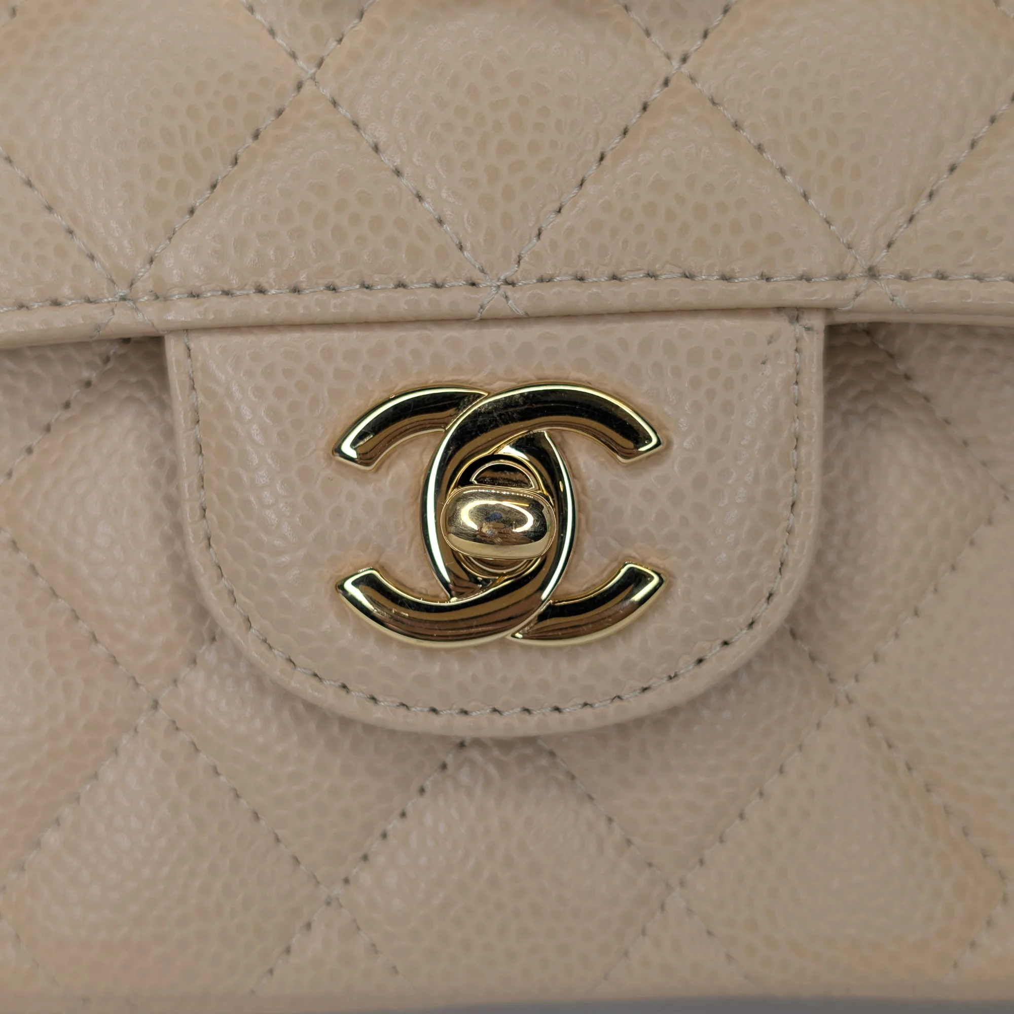 Chanel Classic Flap Small Caviar 2022 Microchip Shoulder Bag Beige - Image 11
