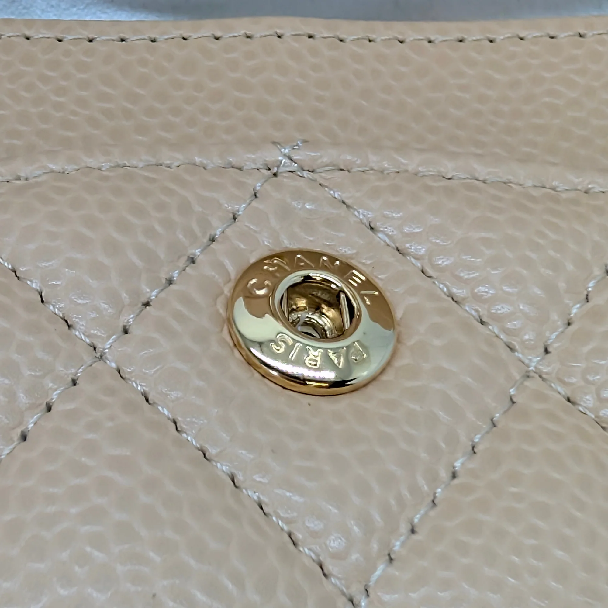 Chanel Classic Flap Small Caviar 2022 Microchip Shoulder Bag Beige - Image 15