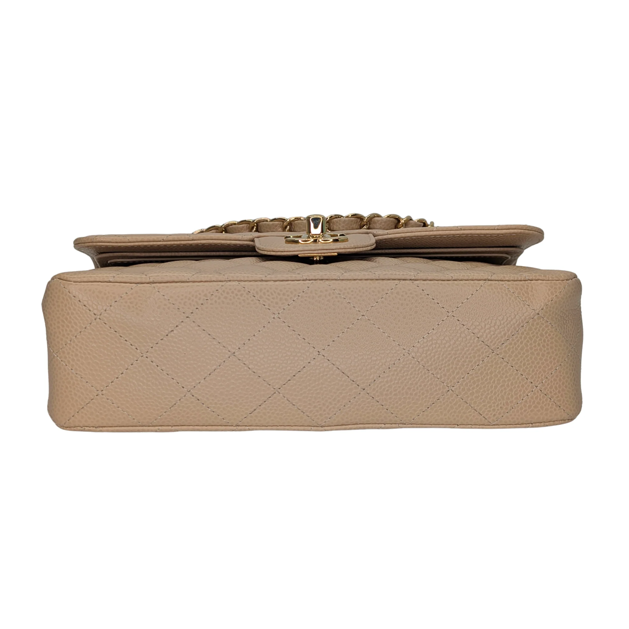 Chanel Classic Flap Small Caviar 2022 Microchip Shoulder Bag Beige - Image 5
