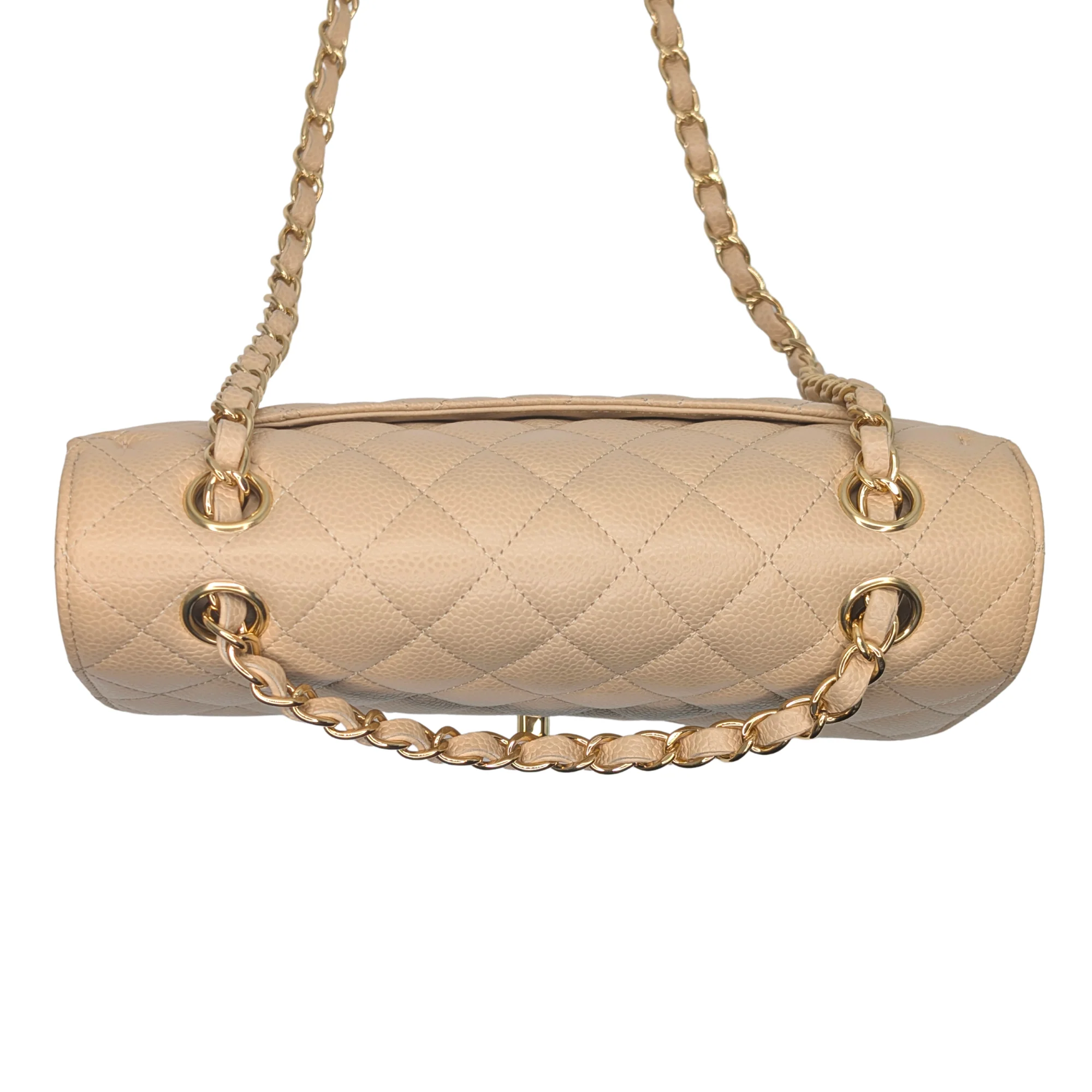 Chanel Classic Flap Small Caviar 2022 Microchip Shoulder Bag Beige - Image 6