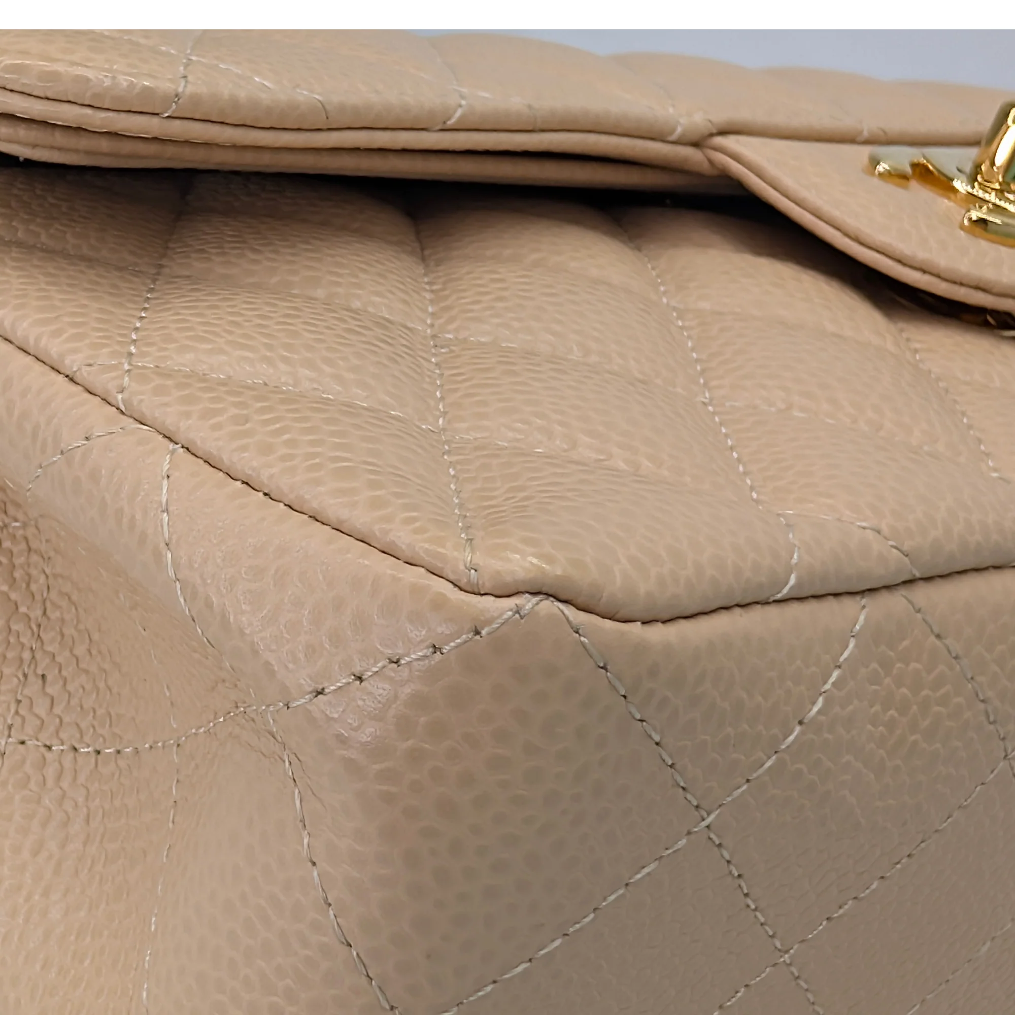 Chanel Classic Flap Small Caviar 2022 Microchip Shoulder Bag Beige - Image 7