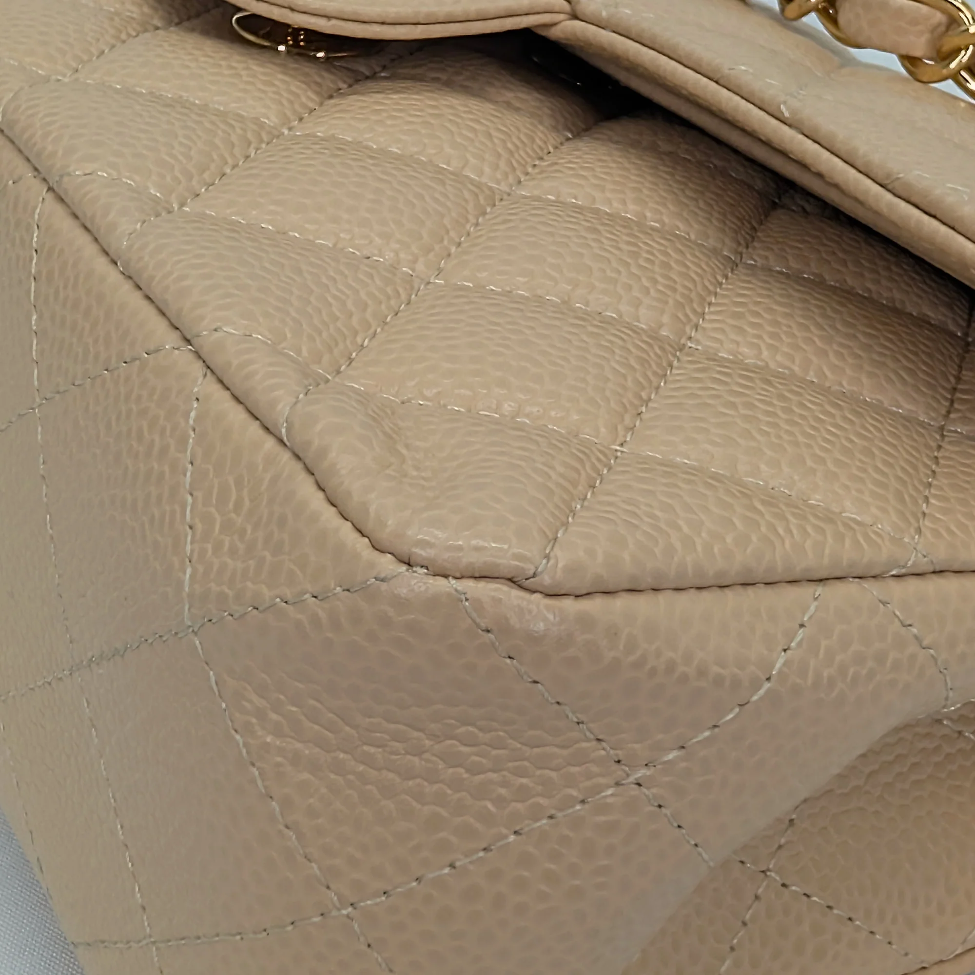Chanel Classic Flap Small Caviar 2022 Microchip Shoulder Bag Beige - Image 8