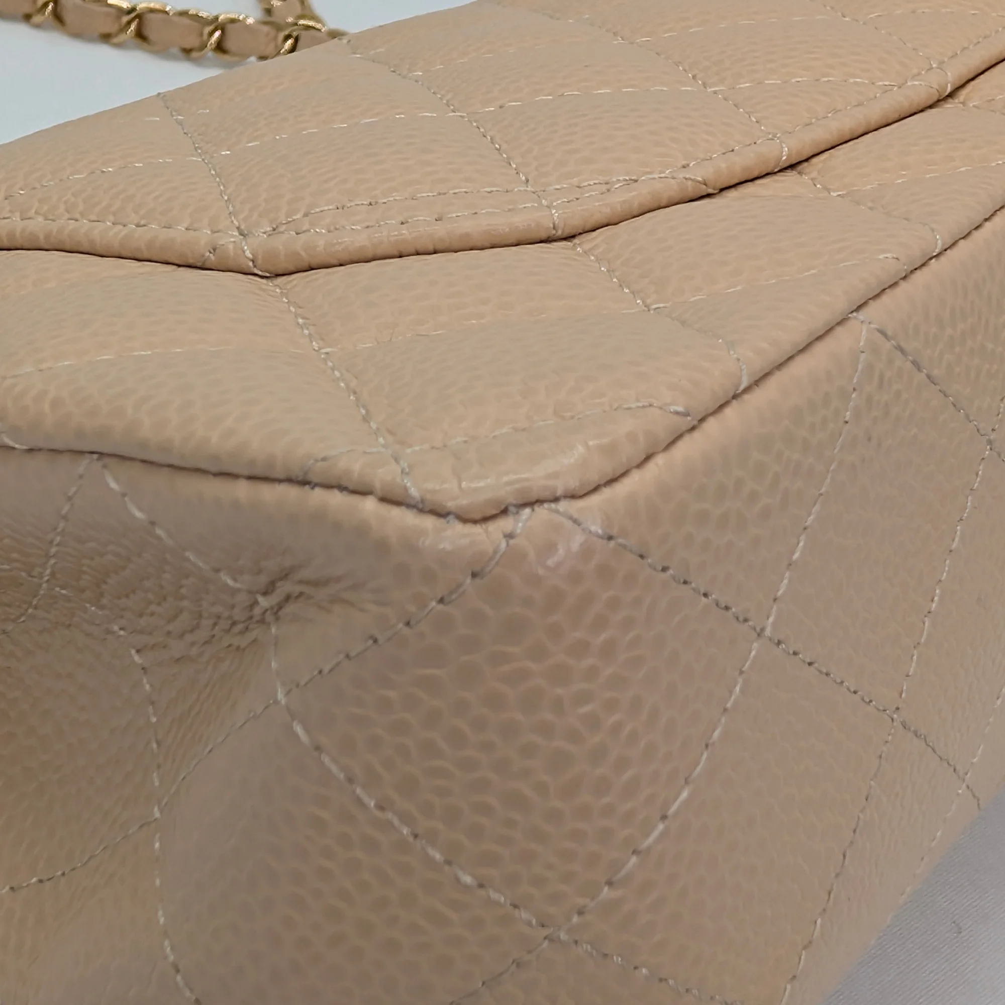 Chanel Classic Flap Small Caviar 2022 Microchip Shoulder Bag Beige - Image 9