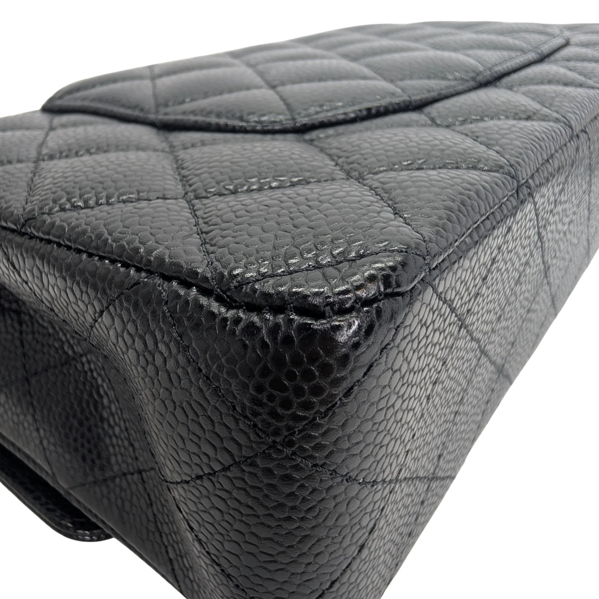 Chanel Classic Flap Bag Caviar Leather Medium Black (Microchip) - Image 12