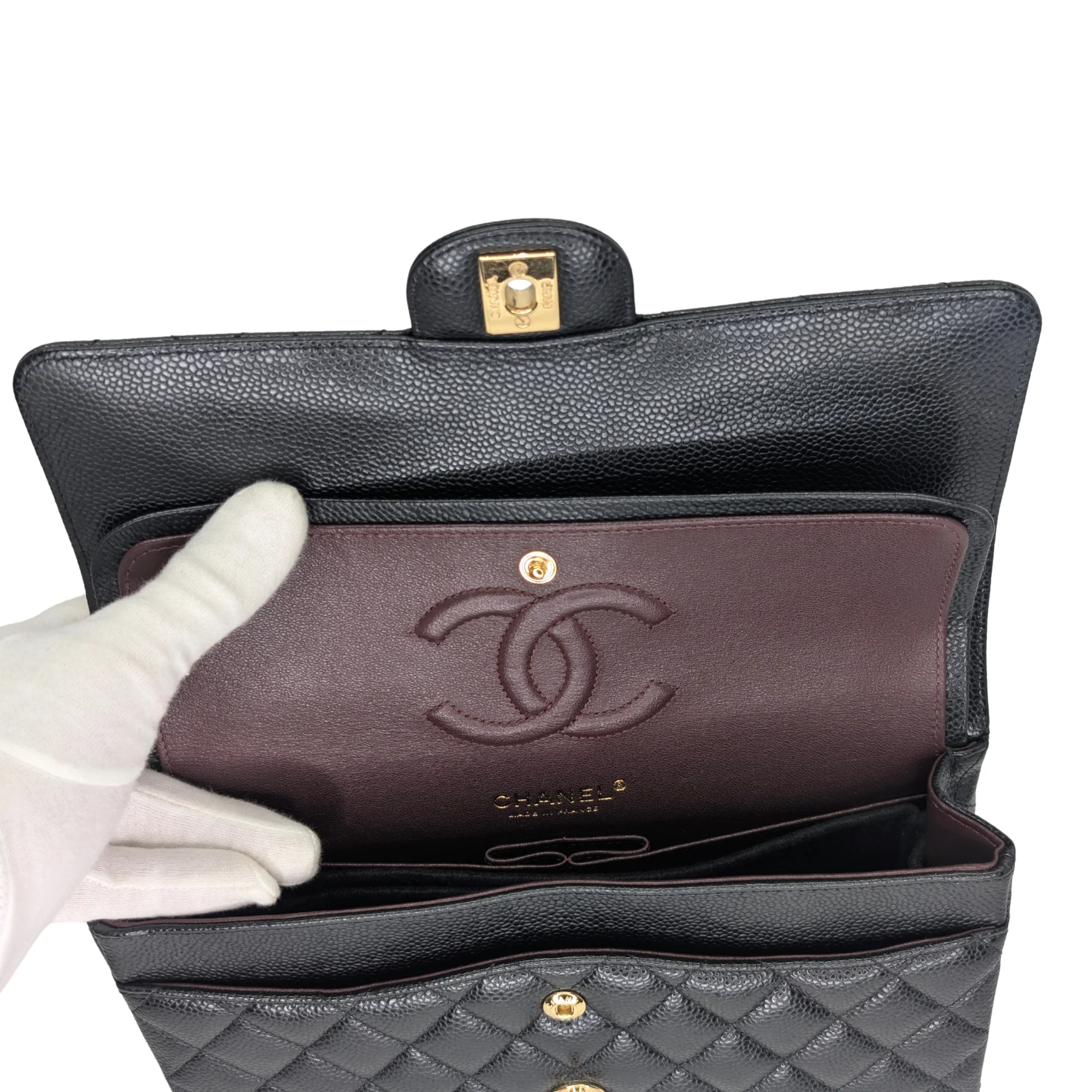 Chanel Classic Flap Bag Caviar Leather Medium Black (Microchip) - Image 18