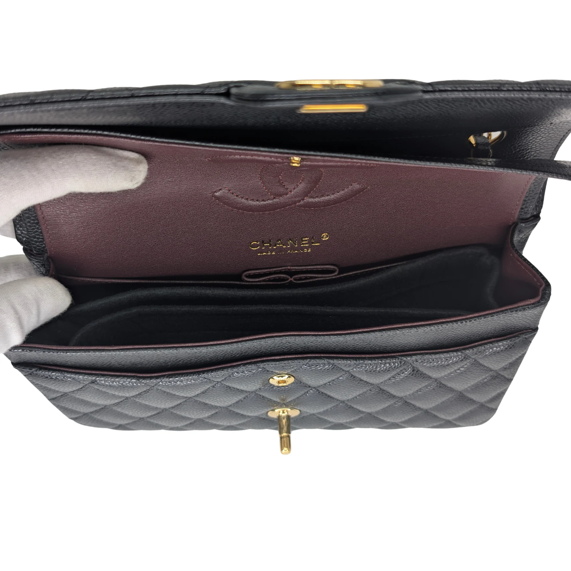 Chanel Classic Flap Bag Caviar Leather Medium Black (Microchip) - Image 23