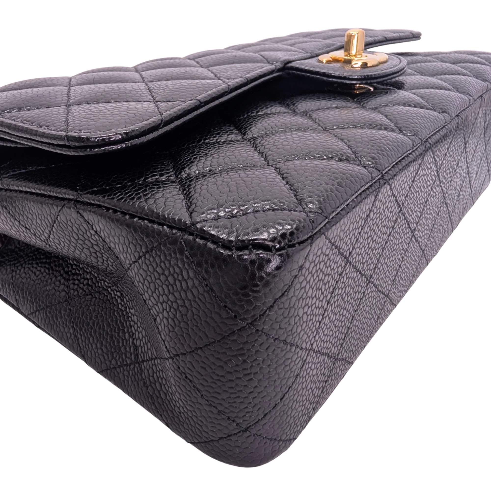 Chanel Classic Flap Bag Caviar Leather Medium Black (Microchip) - Image 9