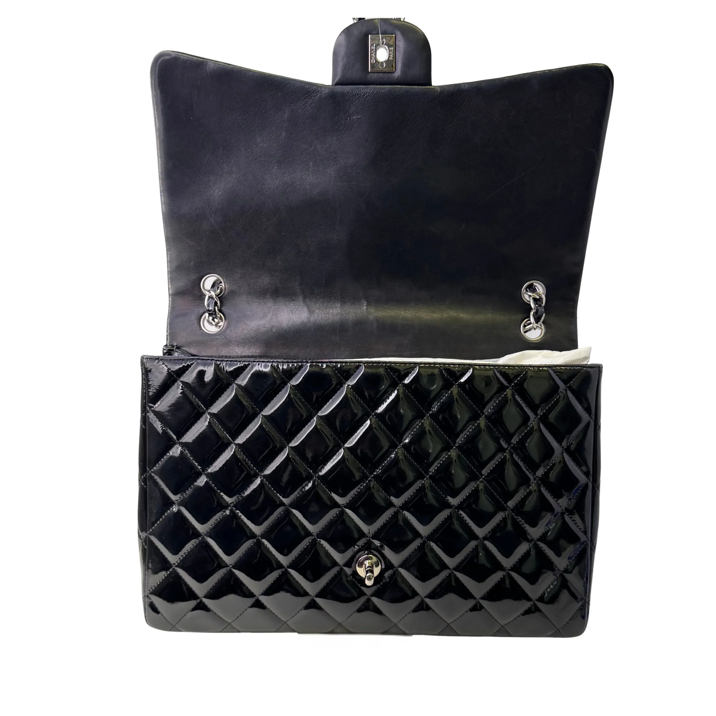 Chanel Maxi Flap Patent Leather Bag Black - Image 4