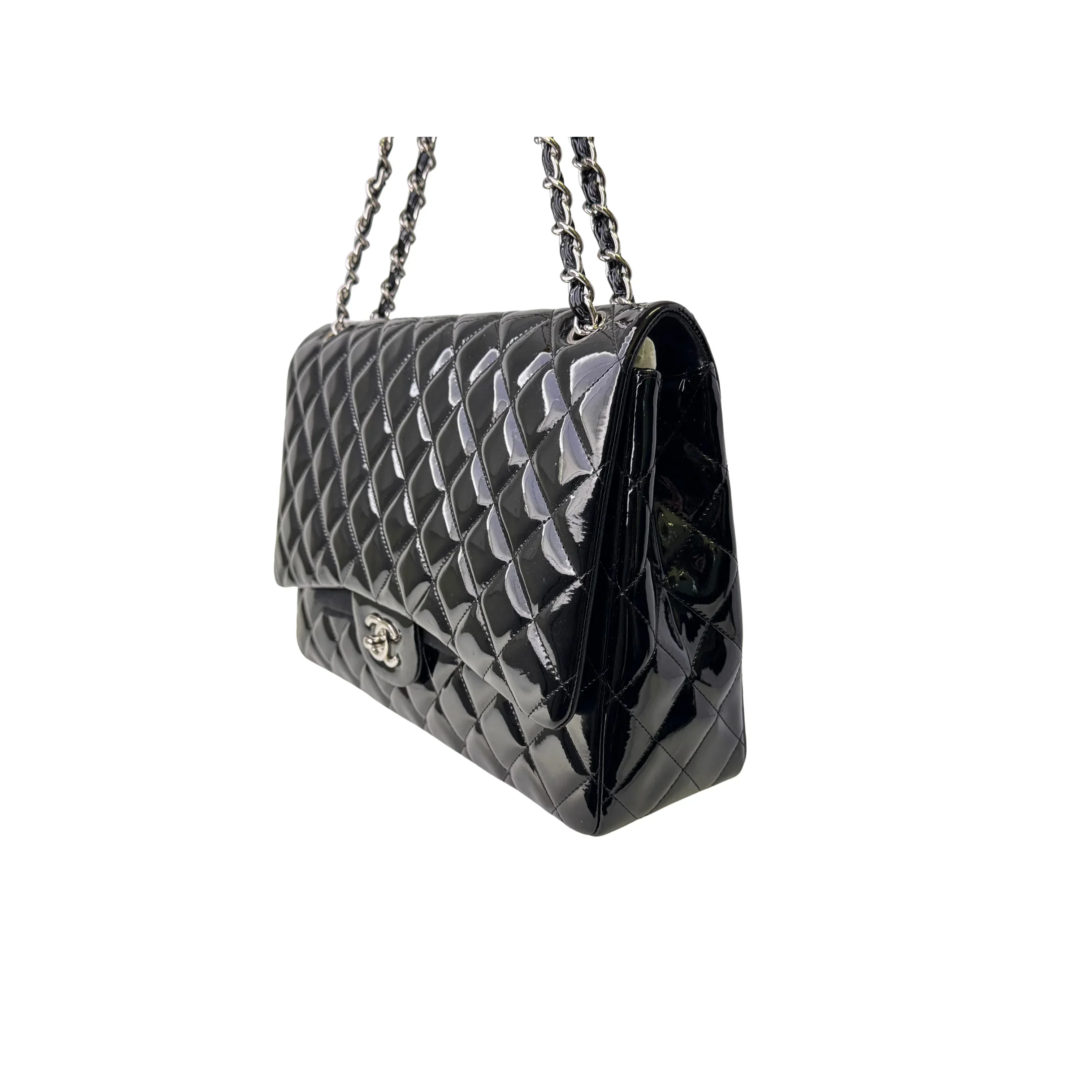 Chanel Maxi Flap Patent Leather Bag Black - Image 6