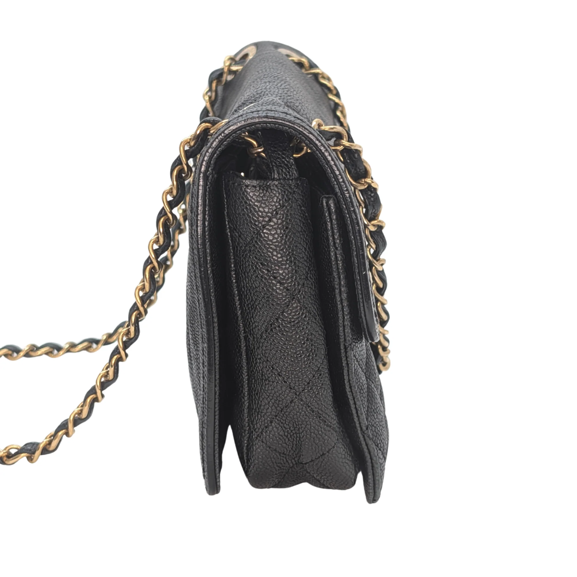 Chanel Mademoiselle 2.55 Cavier Leather Lock Flap Bag Black - Image 3