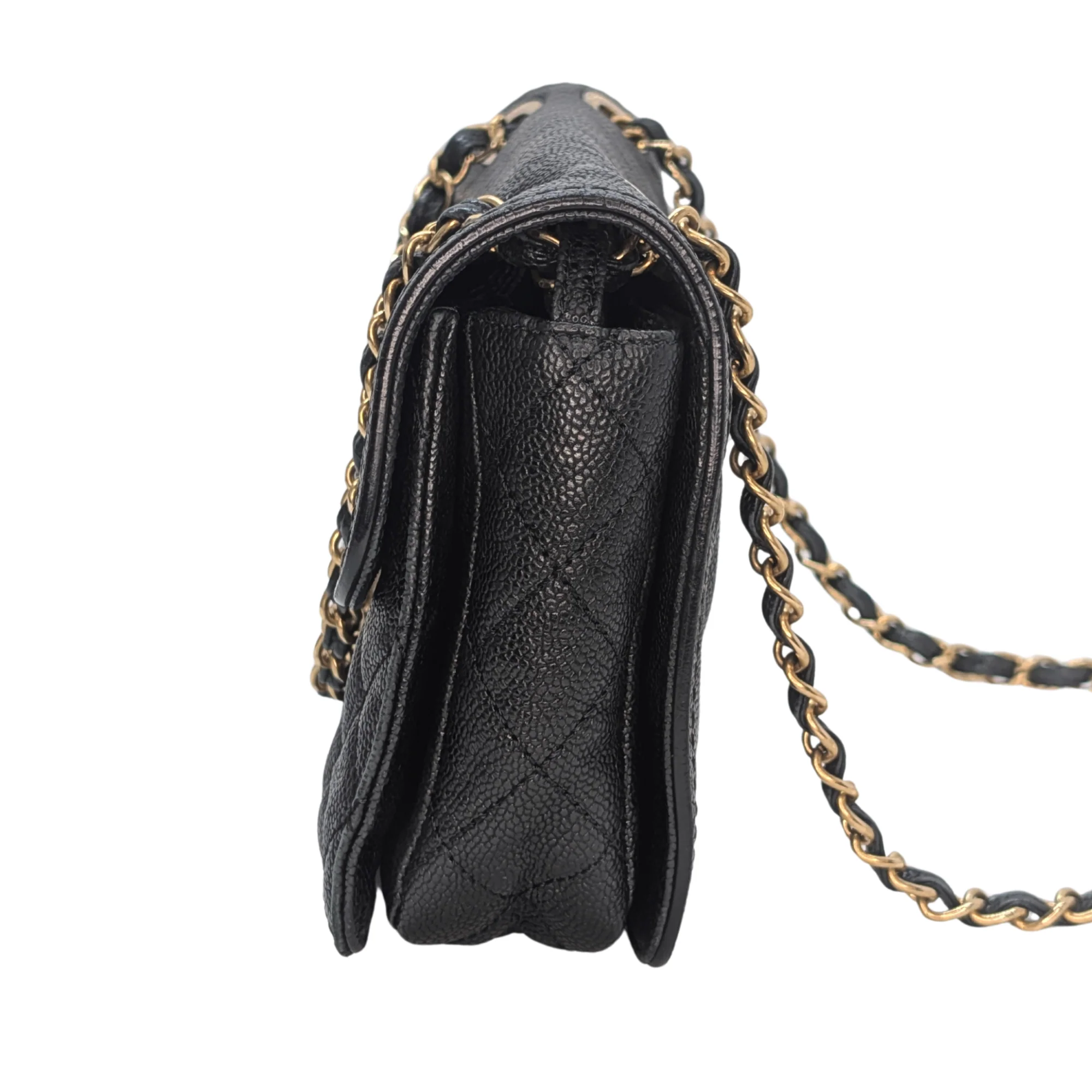 Chanel Mademoiselle 2.55 Cavier Leather Lock Flap Bag Black - Image 4