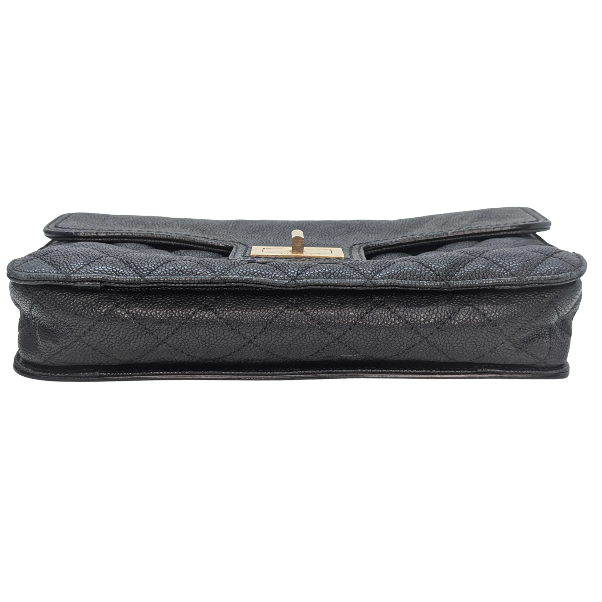 Chanel Mademoiselle 2.55 Cavier Leather Lock Flap Bag Black - Image 6