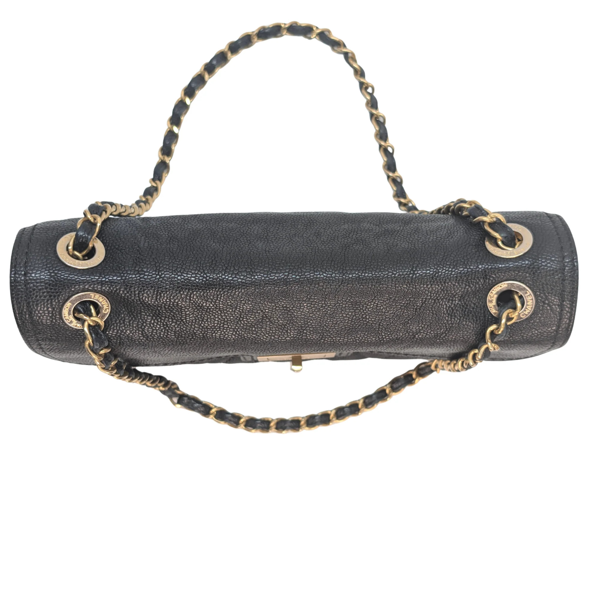 Chanel Mademoiselle 2.55 Cavier Leather Lock Flap Bag Black - Image 8