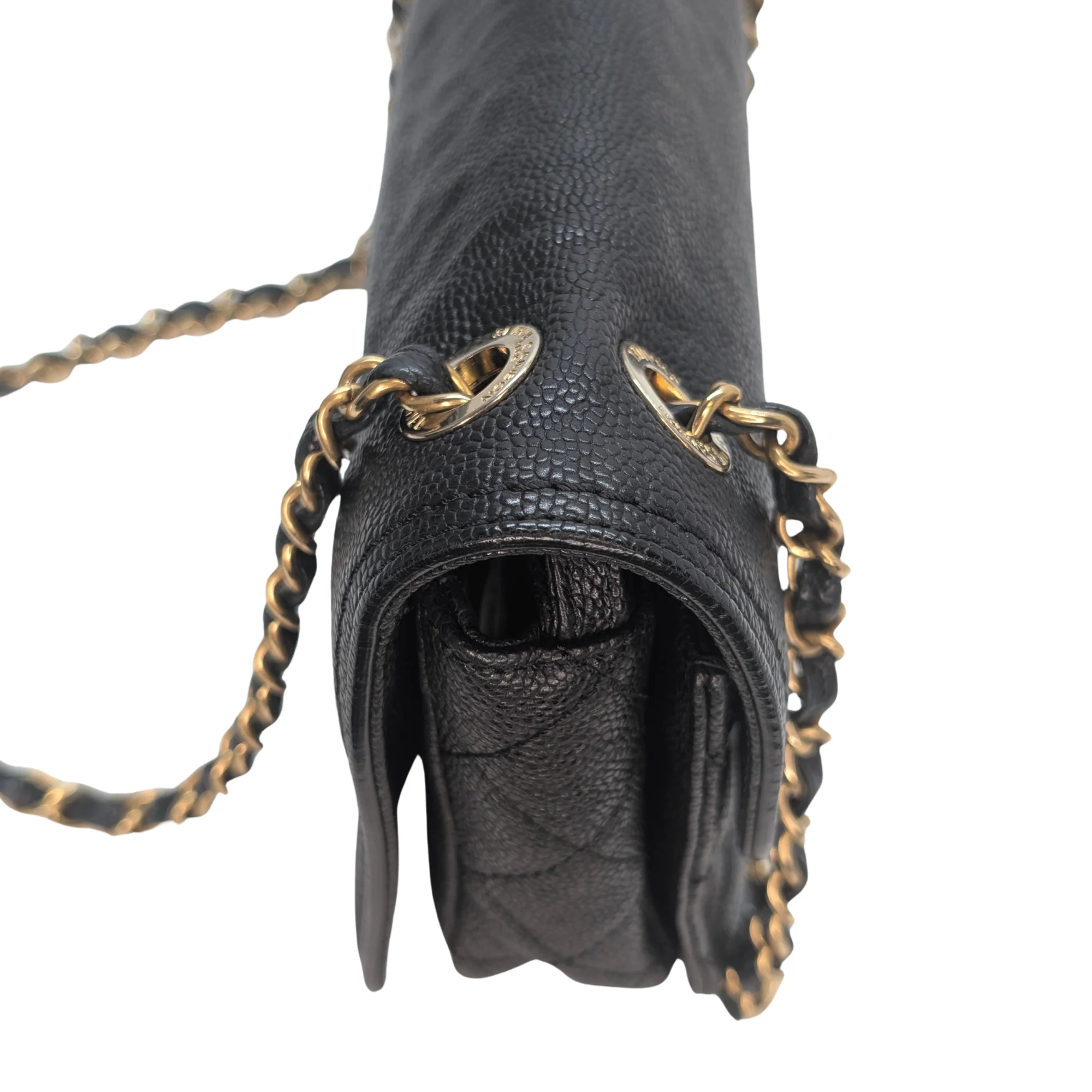 Chanel Mademoiselle 2.55 Cavier Leather Lock Flap Bag Black - Image 9