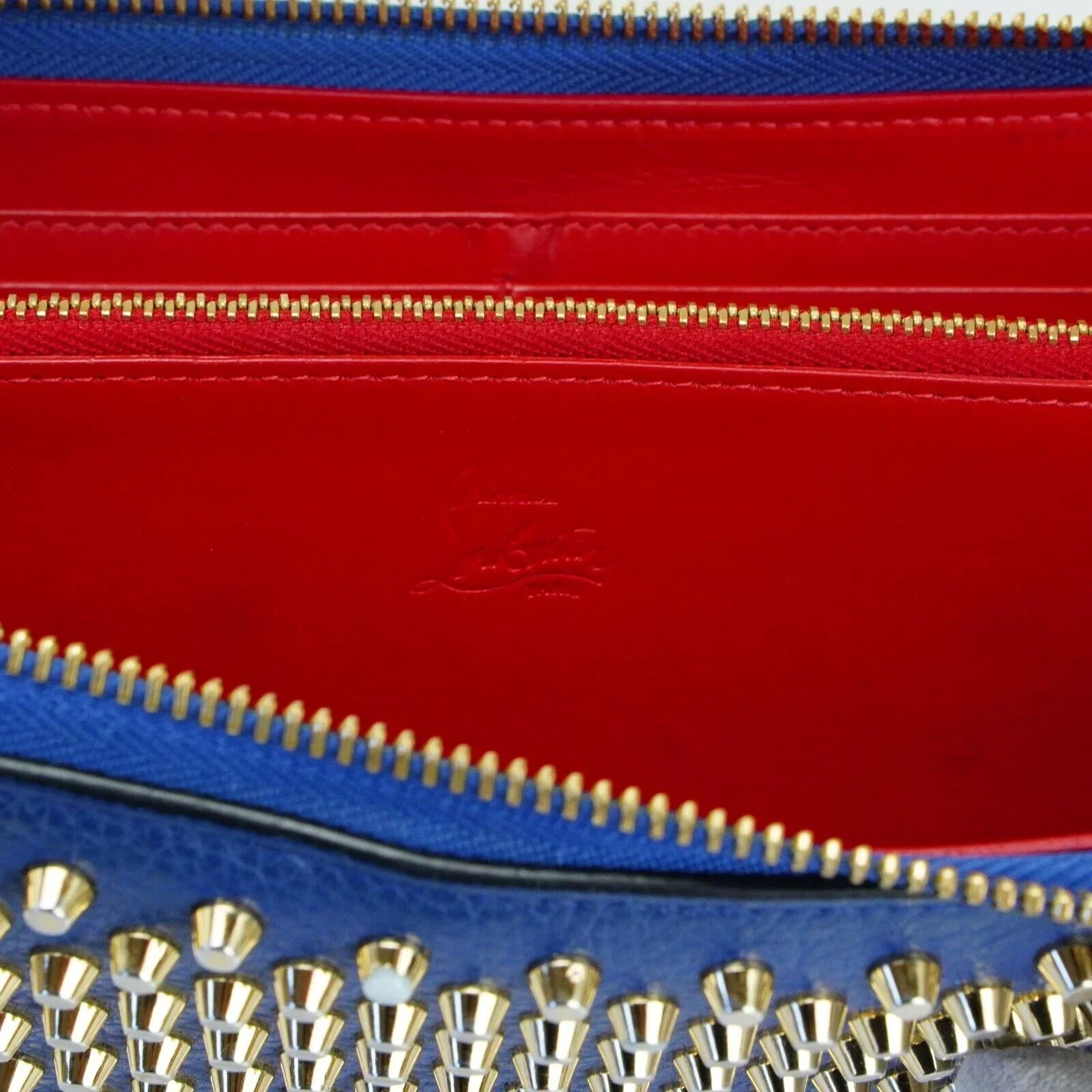 Christian Louboutin Panettone Spike Long Wallet Blue - Image 10