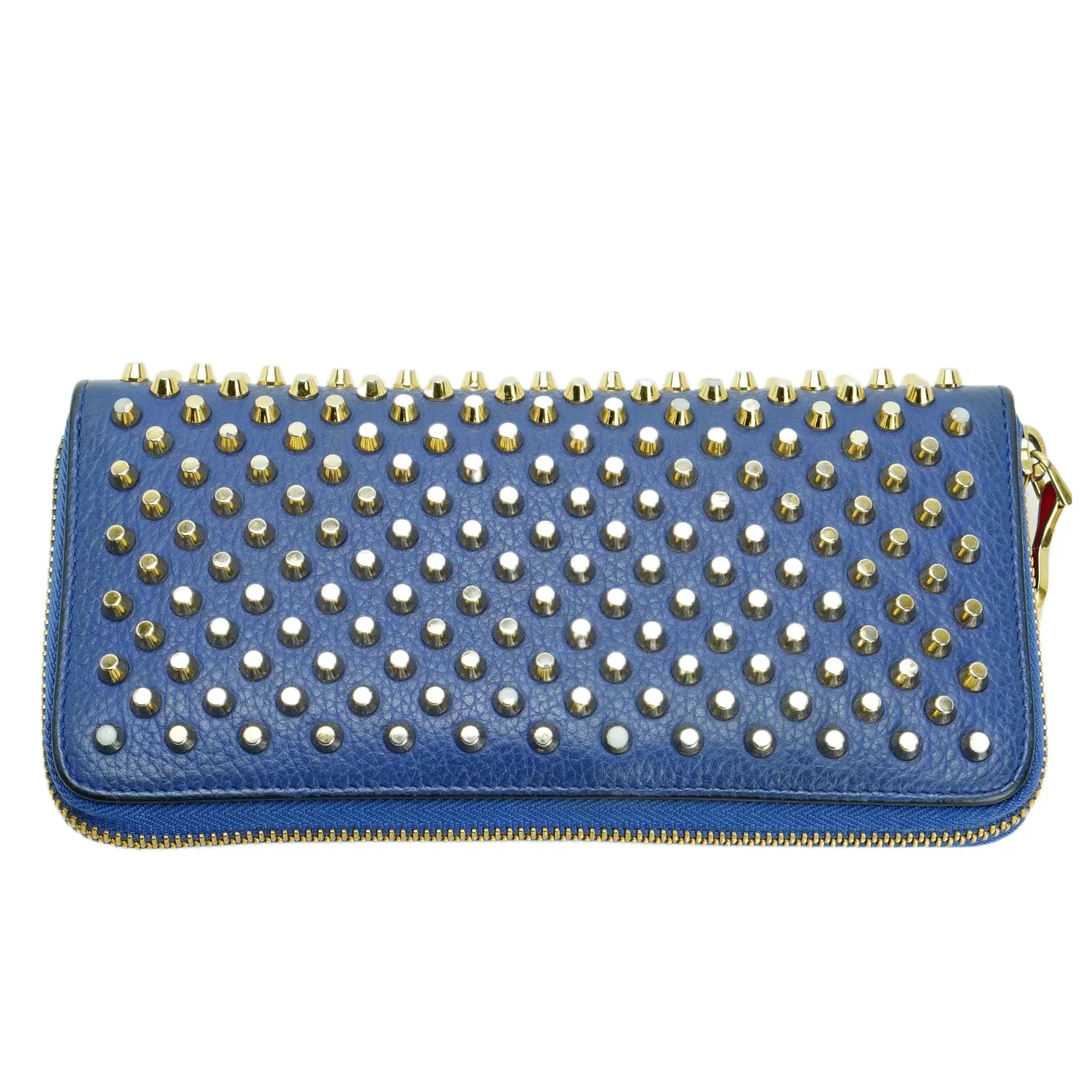 Christian Louboutin Panettone Spike Long Wallet Blue - Image 4