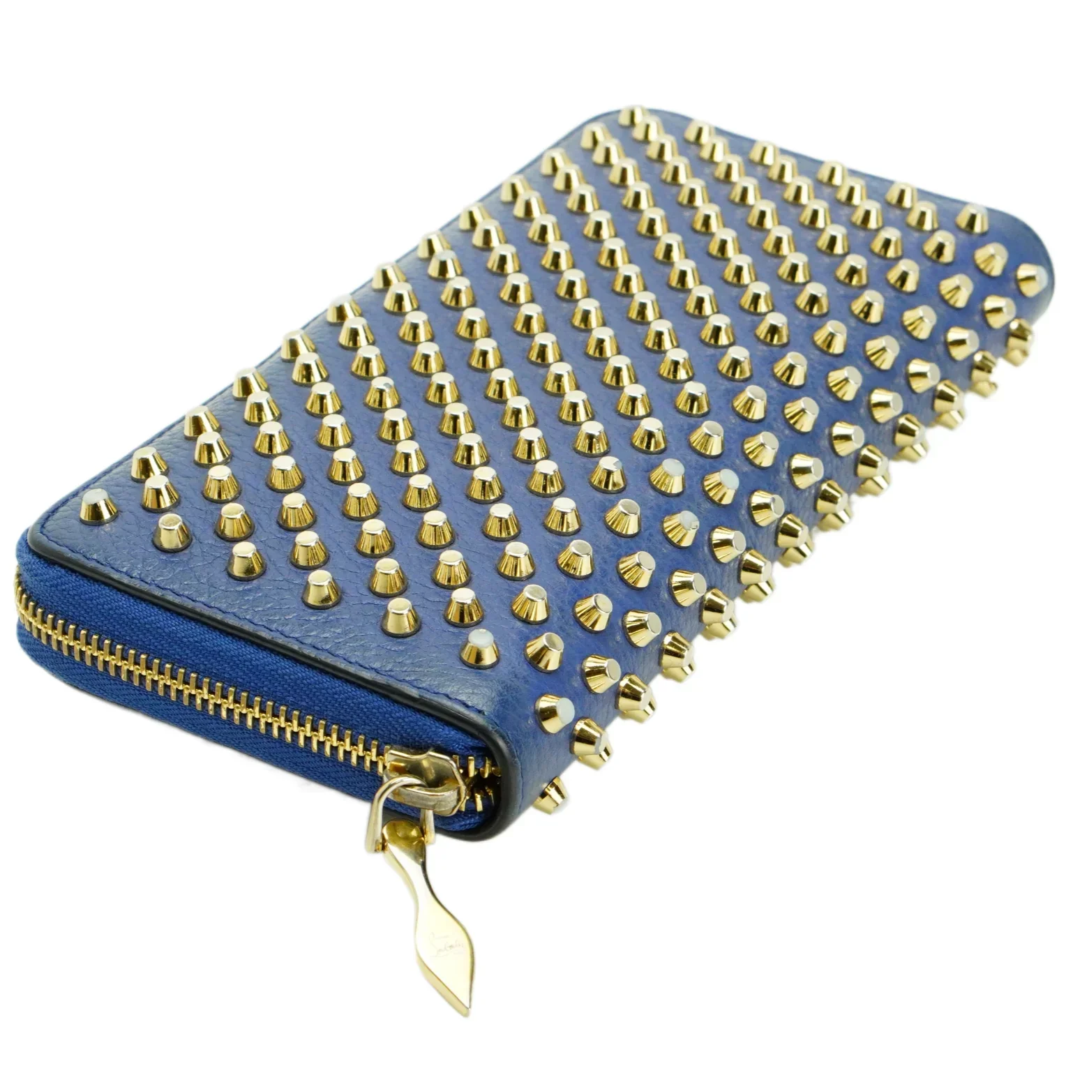 Christian Louboutin Panettone Spike Long Wallet Blue - Image 6