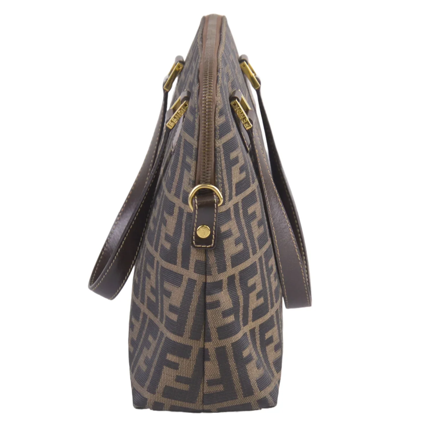 Fendi FF Zucca Monogram Handbag Tobacco - Image 4