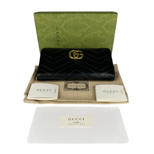 Gucci GG Marmont Zip-Around Long Wallet, Black Matelassé Chevron Leather - Image 3