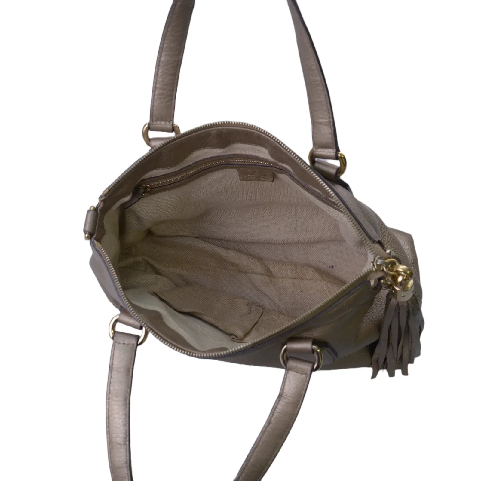 Gucci Interlocking GG Soho Working Tote Bag, Metallic Champagne - Image 14