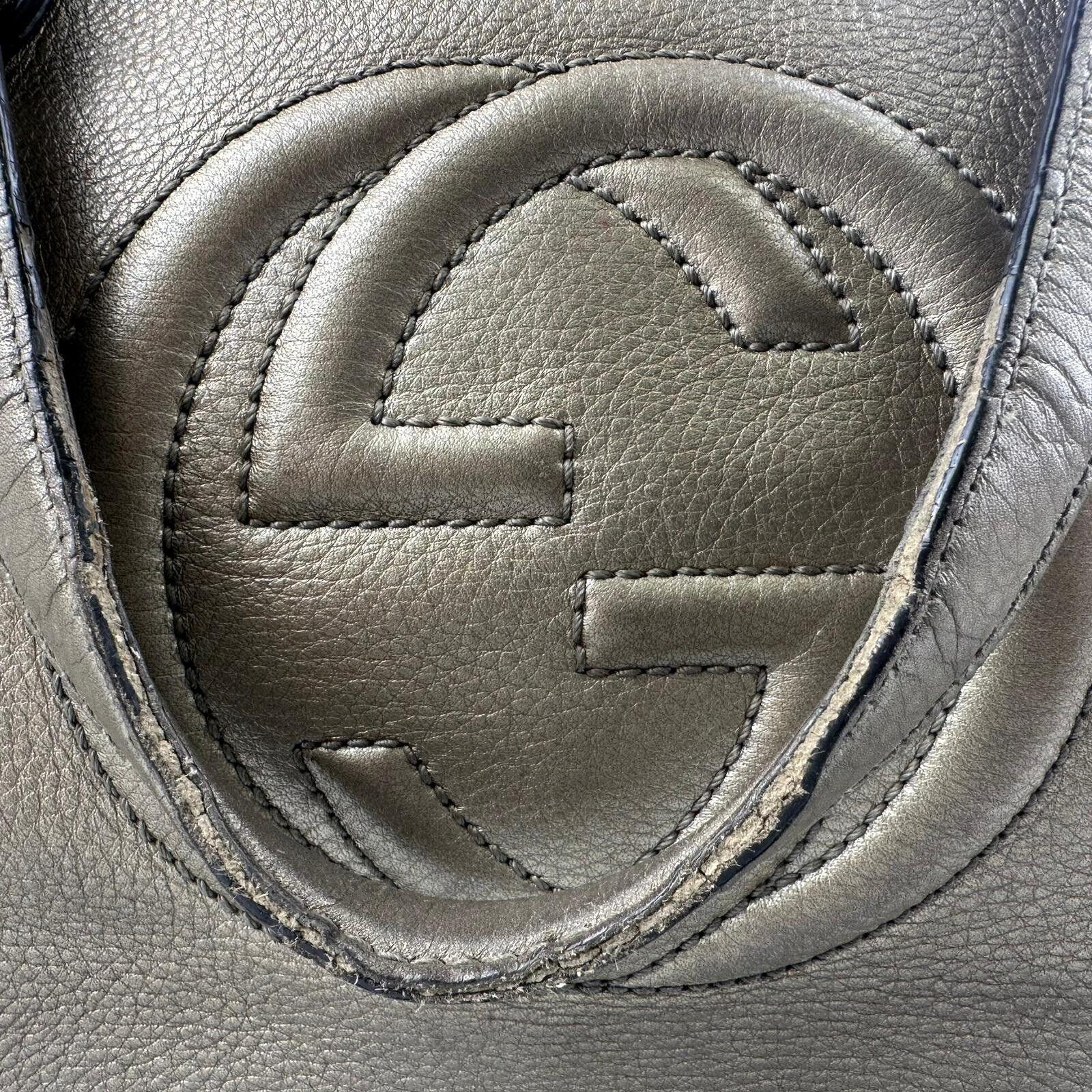 Gucci Interlocking GG Soho Working Tote Bag, Metallic Champagne - Image 7