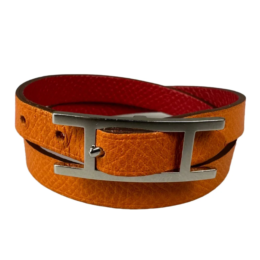 Hermes Behapi Double Tour Bracelet, Red/ Classic Orange, XS - Image 3