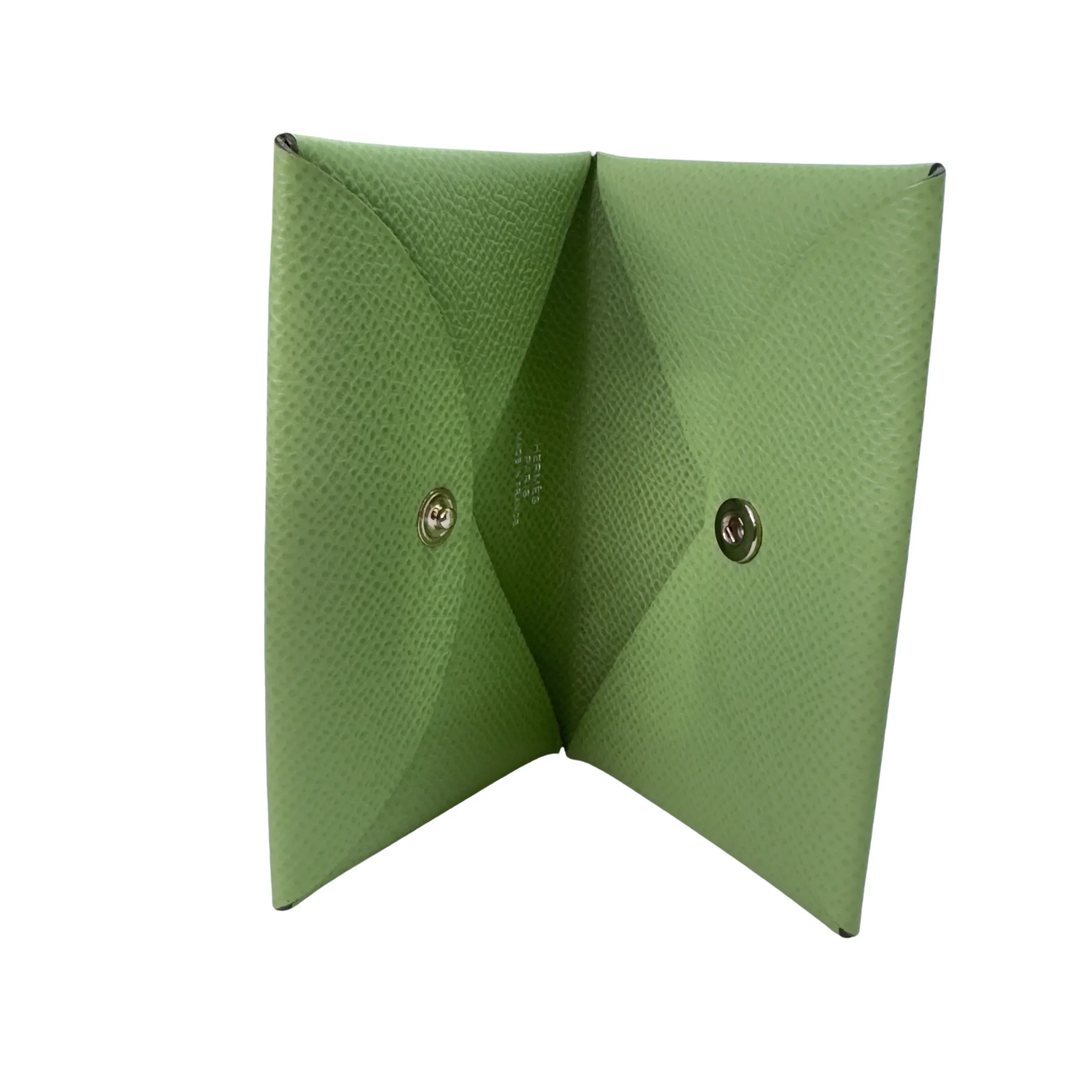 Hermes Calvi Epsom Leather Vert Criquet Wallet Green - Image 3