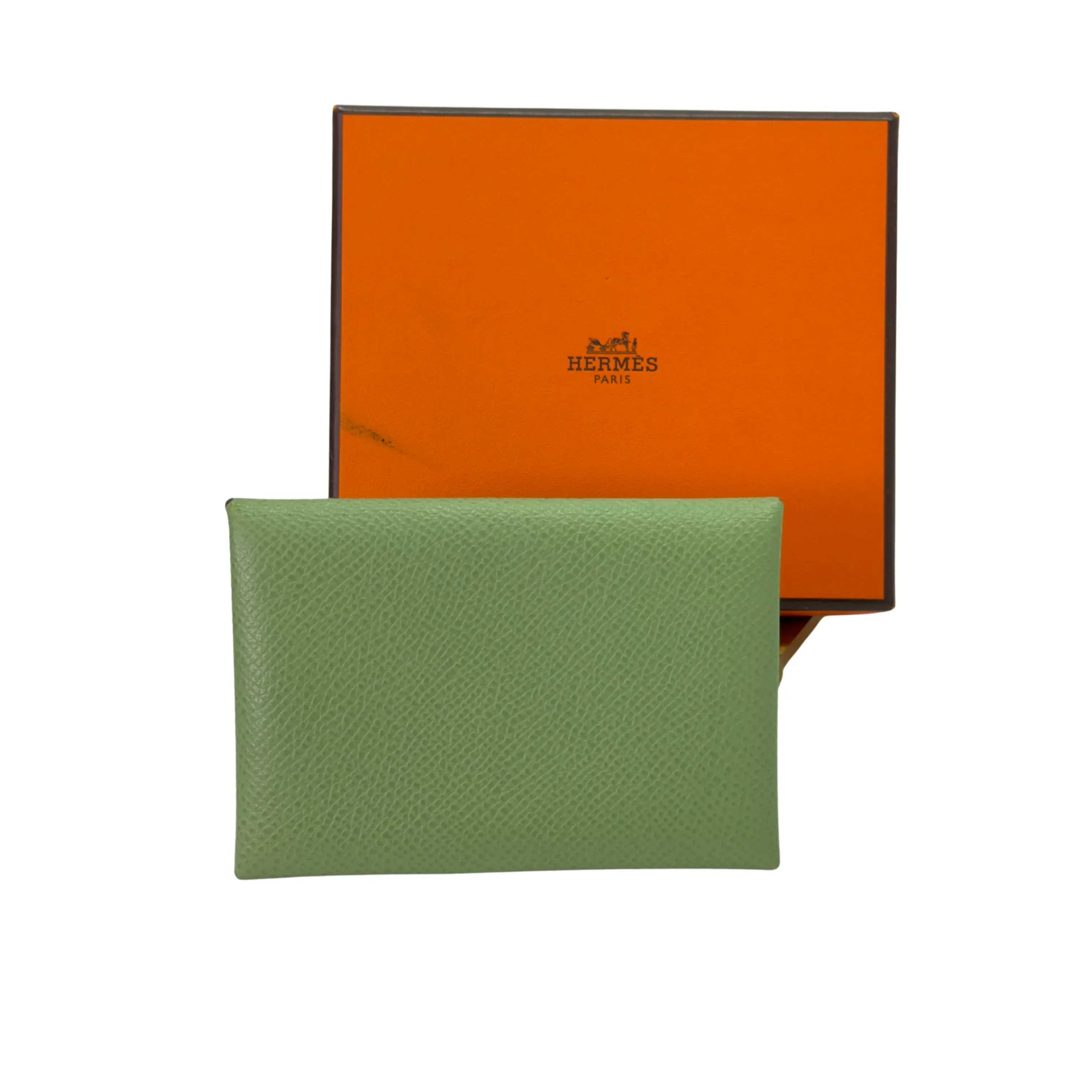 Hermes Calvi Epsom Leather Vert Criquet Wallet Green - Image 5