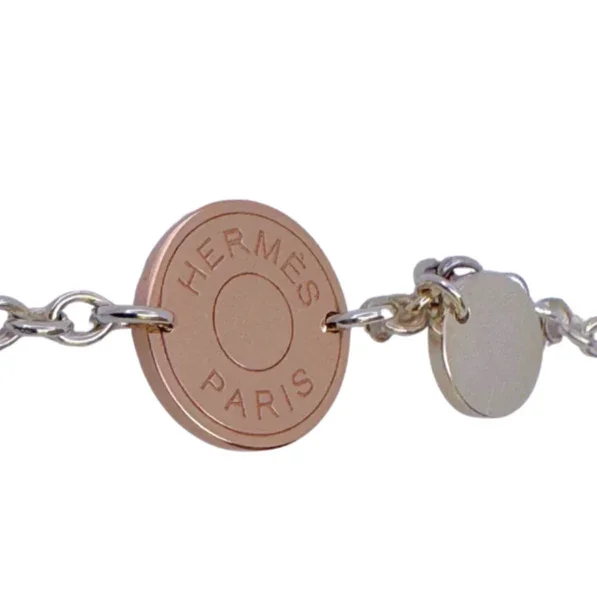 Hermes Confettis Ex-libris 18k Rose Gold & Silver Bracelet - Image 5