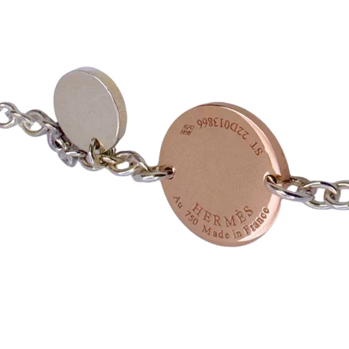 Hermes Confettis Ex-libris 18k Rose Gold & Silver Bracelet - Image 6