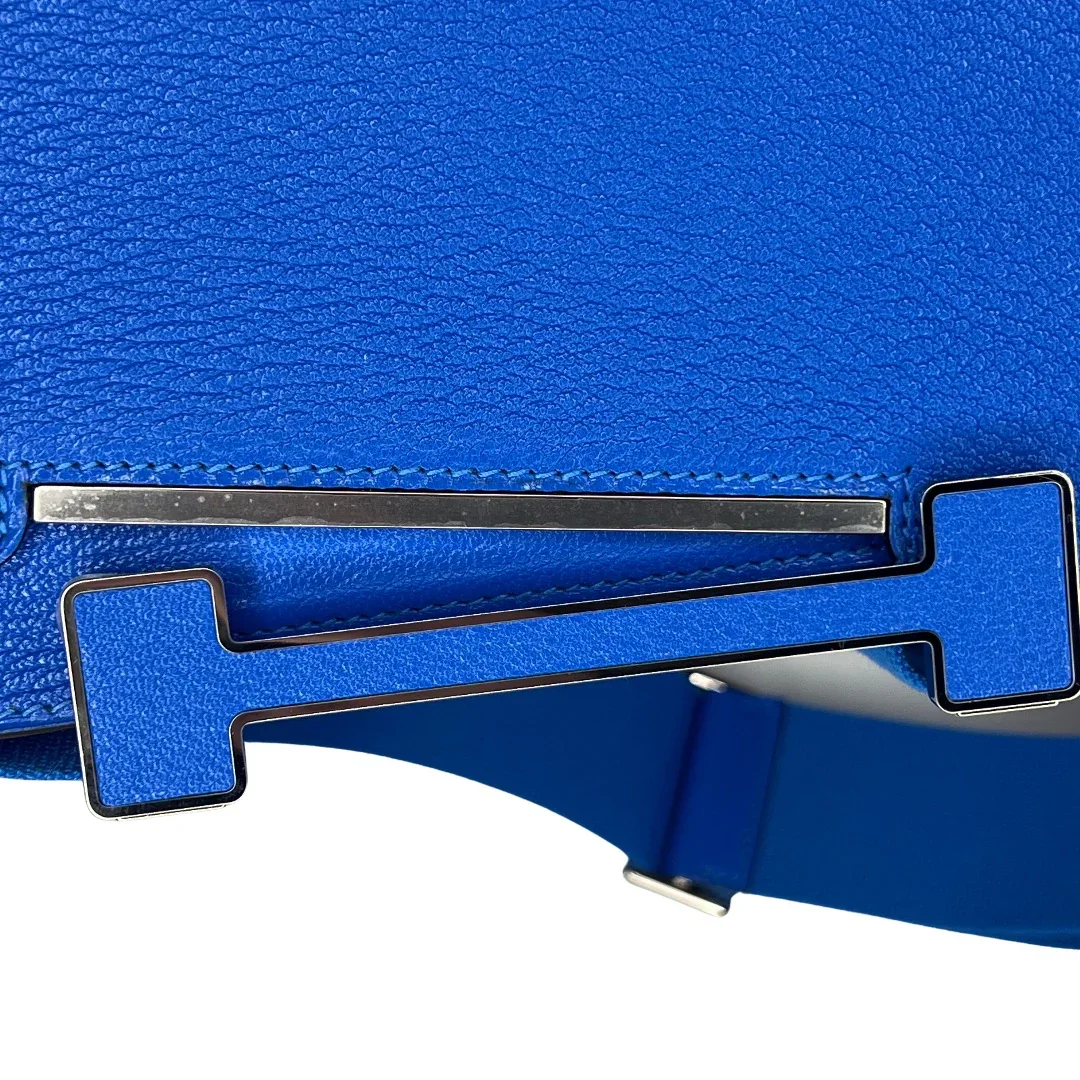 HERMÈS Geta Bag Bleu Electrique Mysore Goatskin 2024 Stamp - Image 9