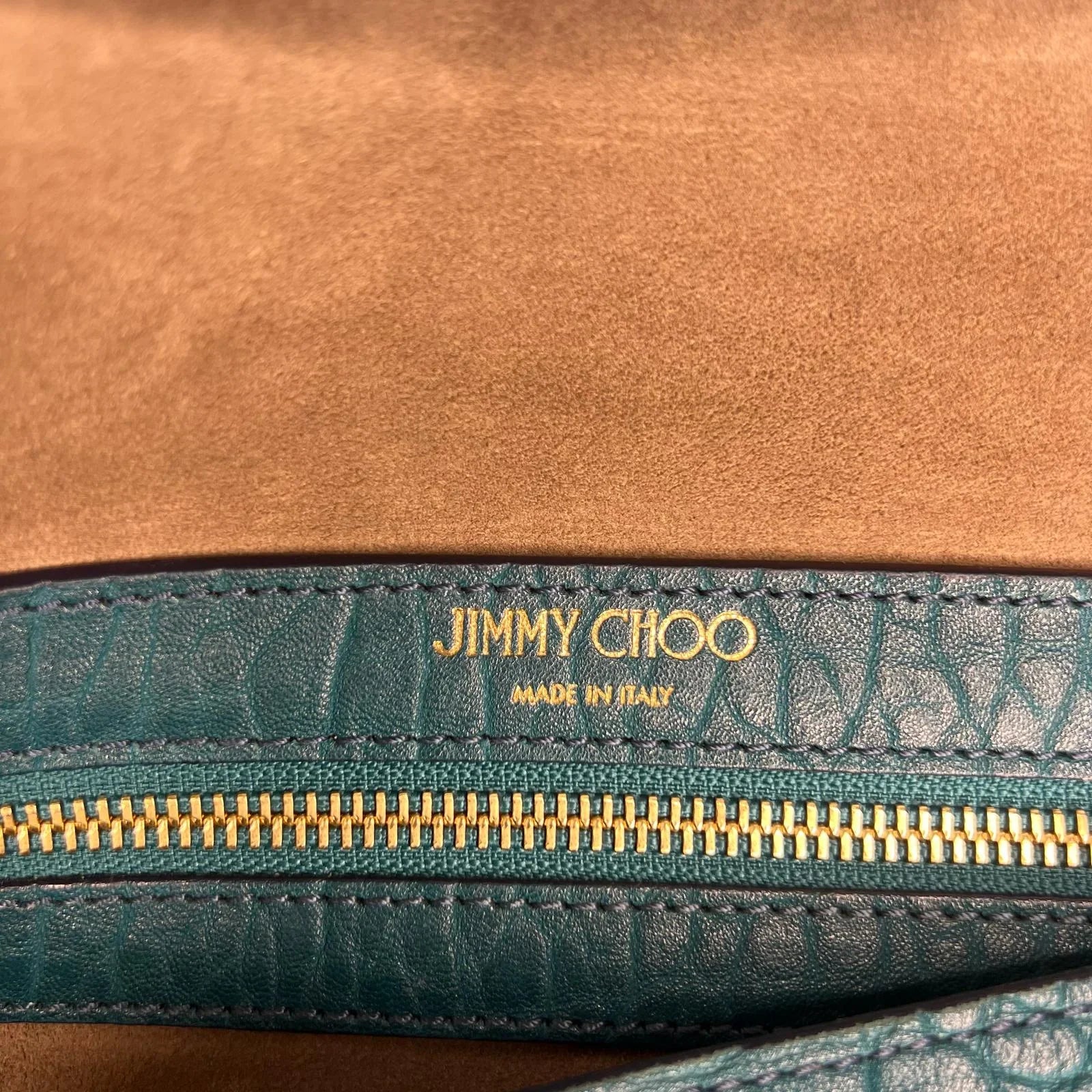 Jimmy Choo Lockett/XB Medium Bag – Teal Leather & Leopard Pony Hair - Image 9