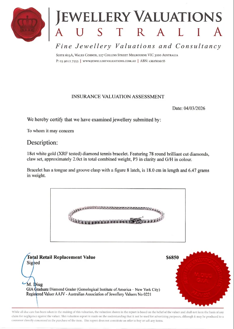 2.00Ct Natural Diamond Tennis Bracelet In 18K White Gold - Image 8