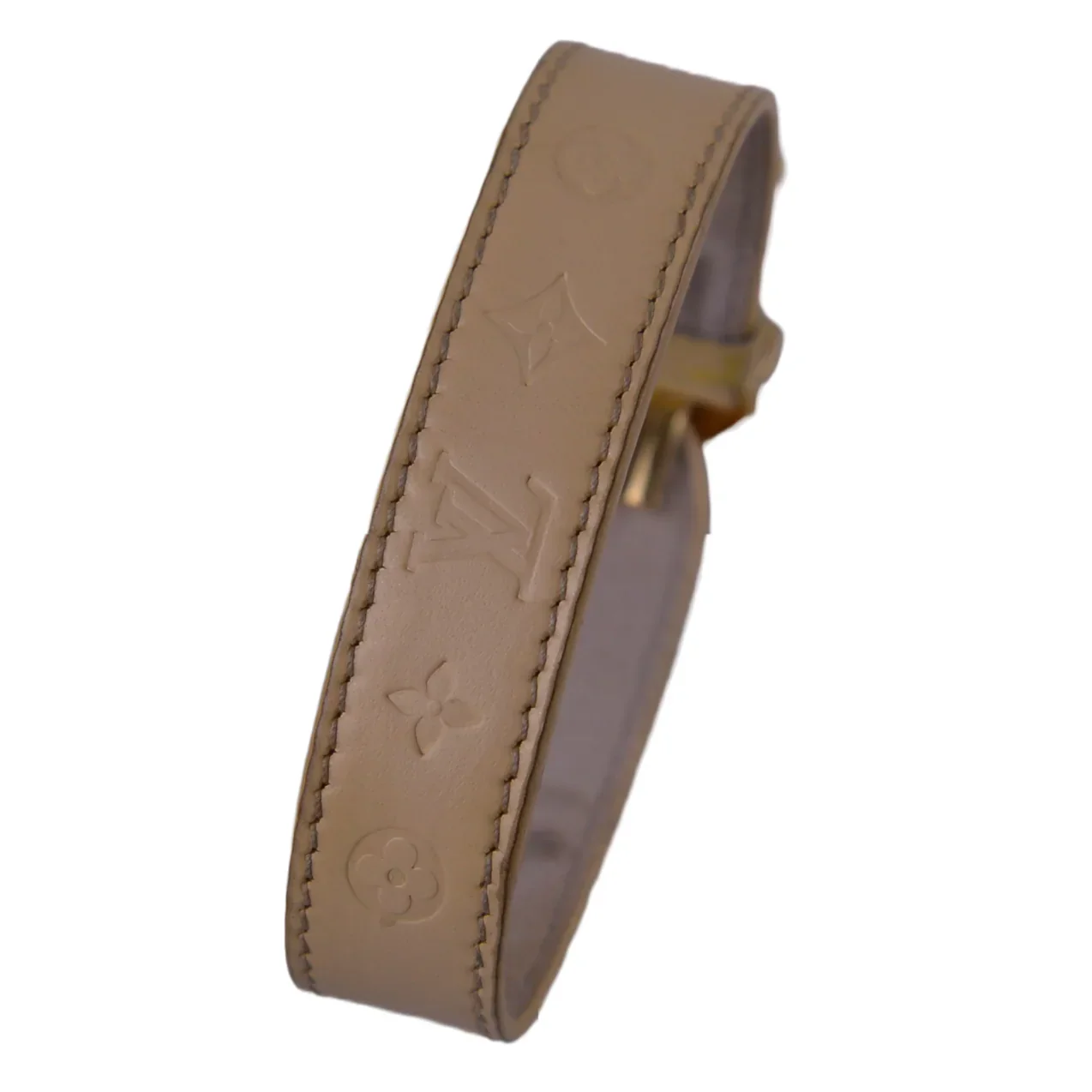 Louis Vuitton Good Luck Monogram Leather Bangle, Beige - Image 3