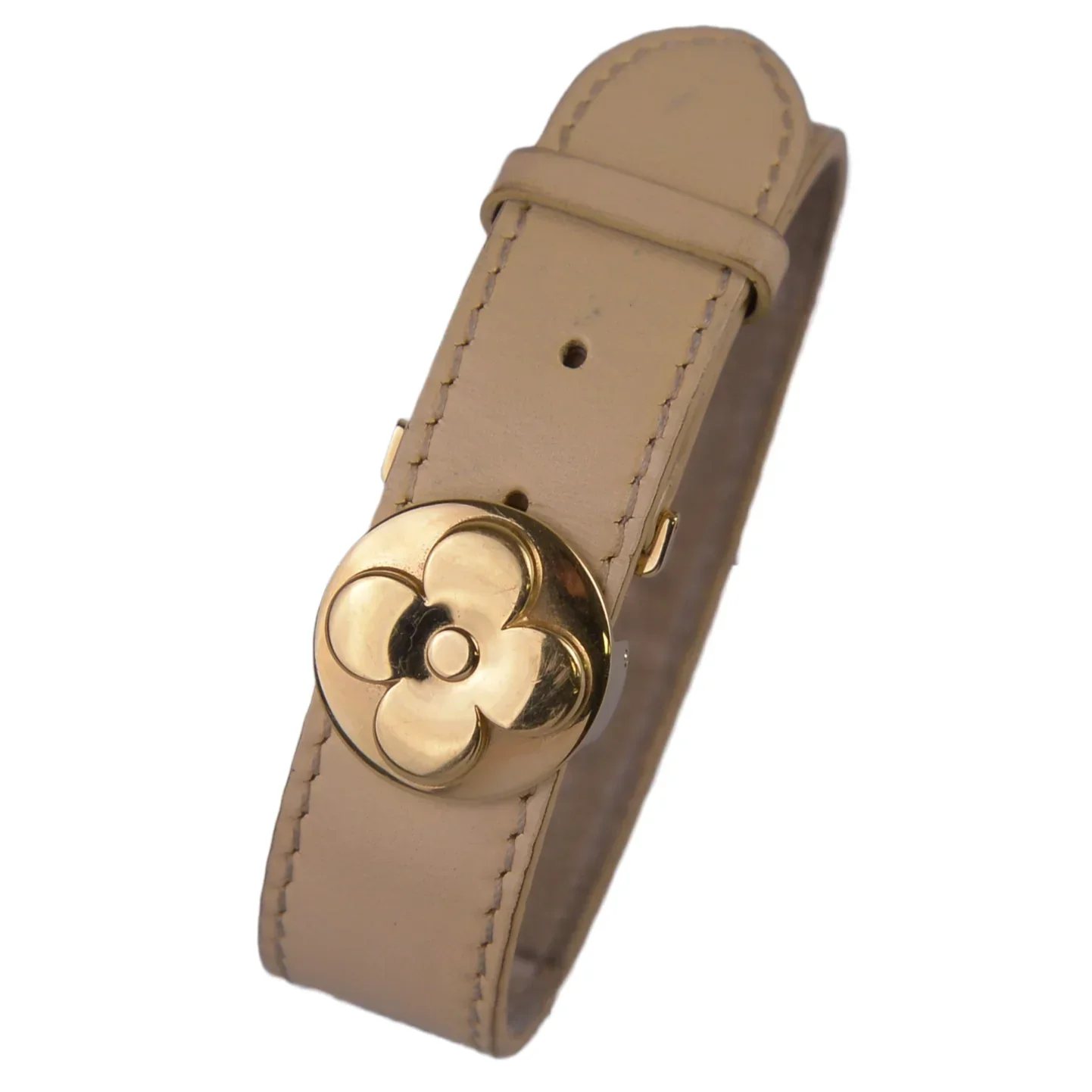 Louis Vuitton Good Luck Monogram Leather Bangle, Beige - Image 5